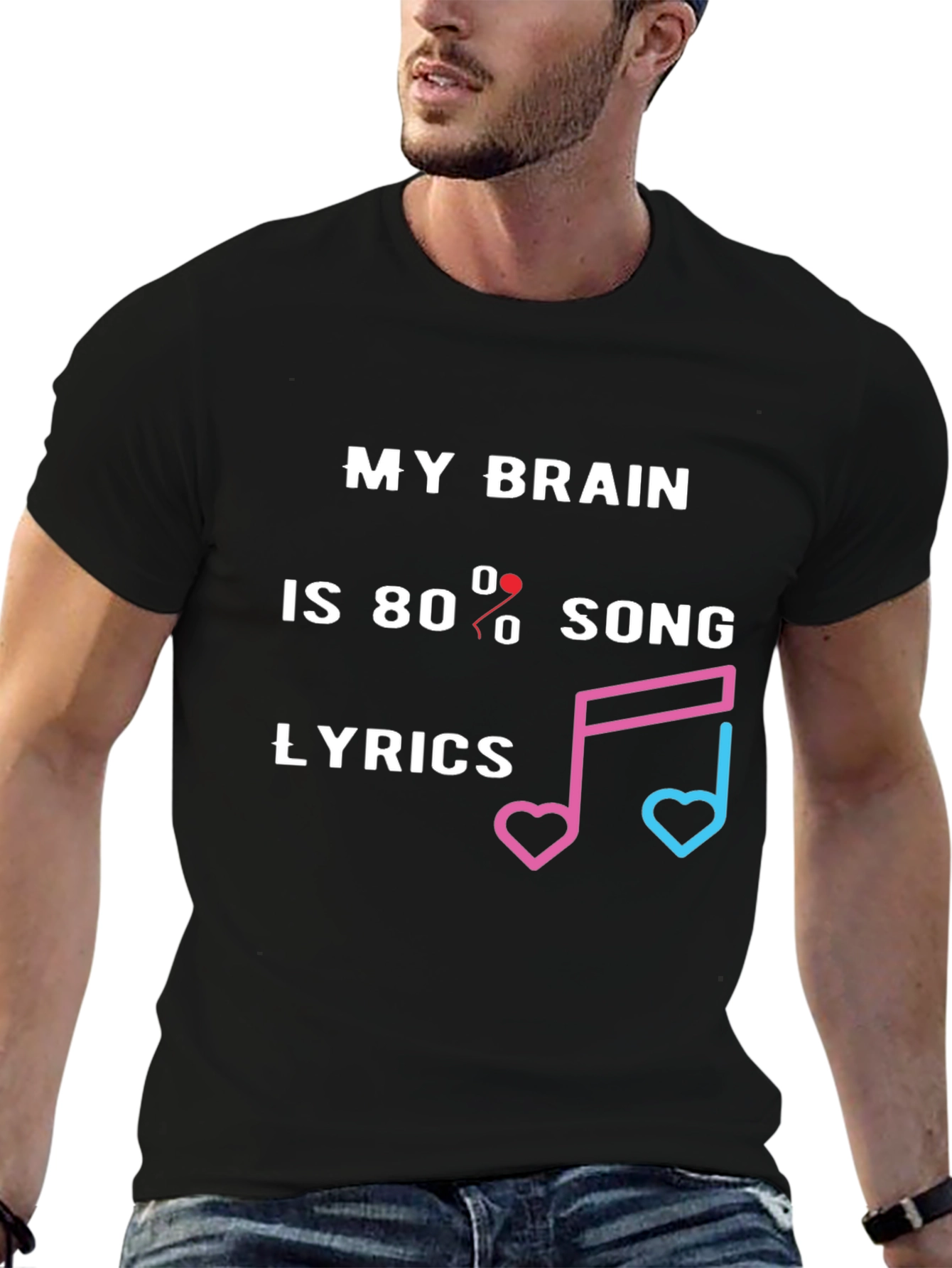 Song Lyrics Brain Graphic Tee - Novelty Music T-Shirt