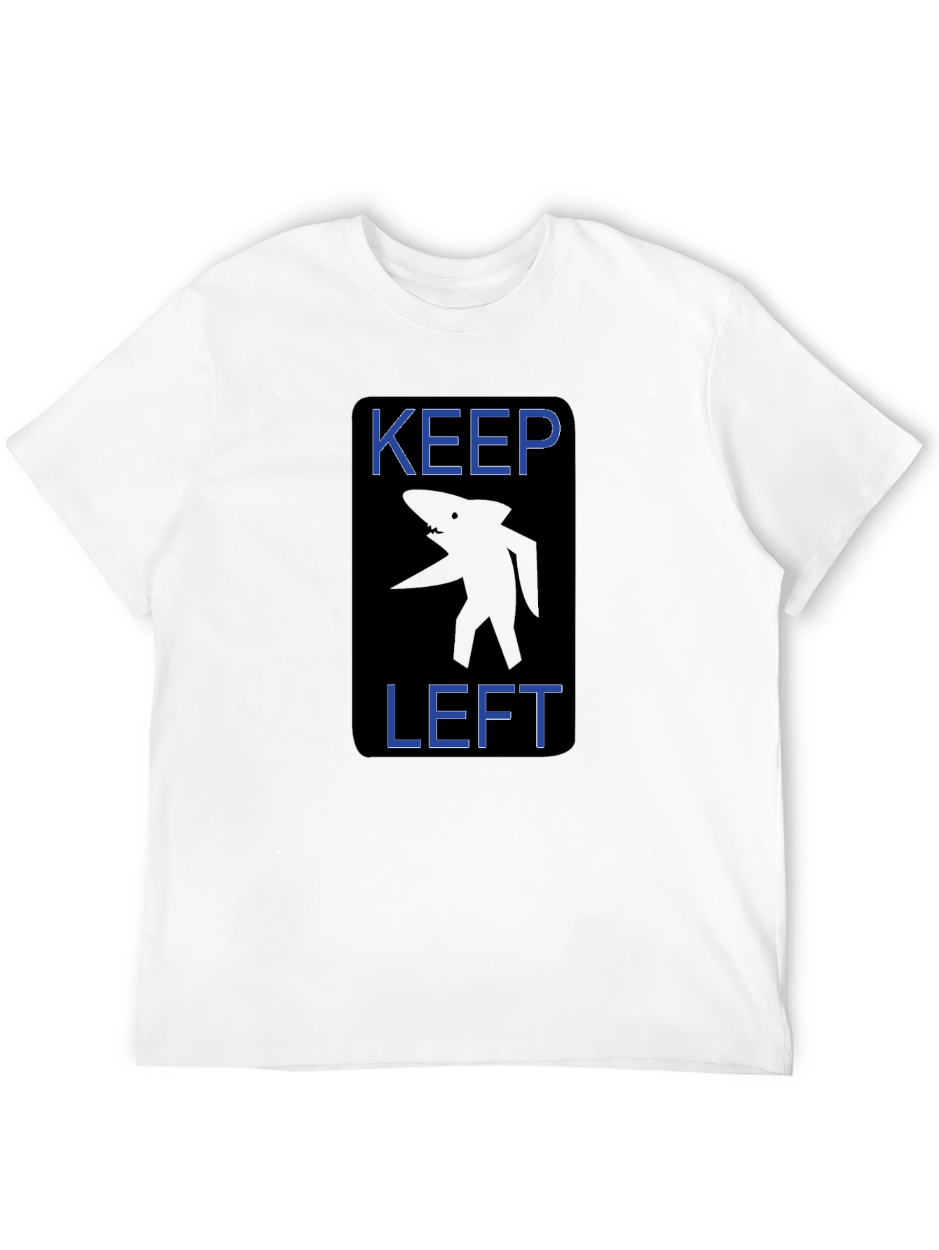 Keep Left Shark Graphic Tee - Black Cotton T-Shirt