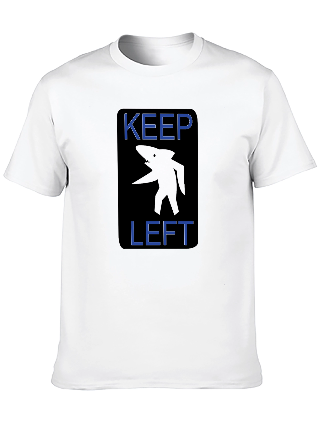 Keep Left Shark Graphic Tee - Black Cotton T-Shirt