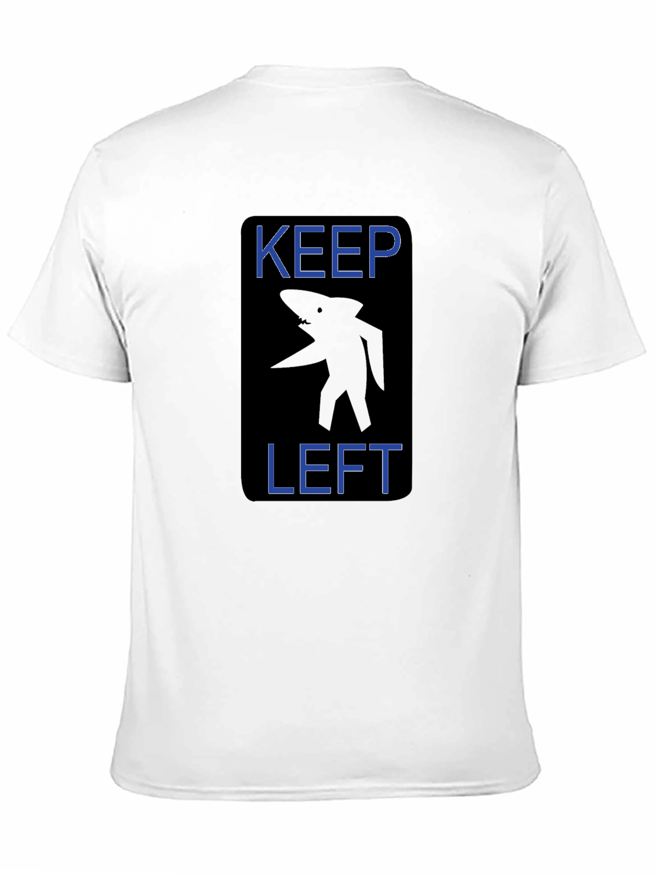 Keep Left Shark Graphic Tee - Black Cotton T-Shirt