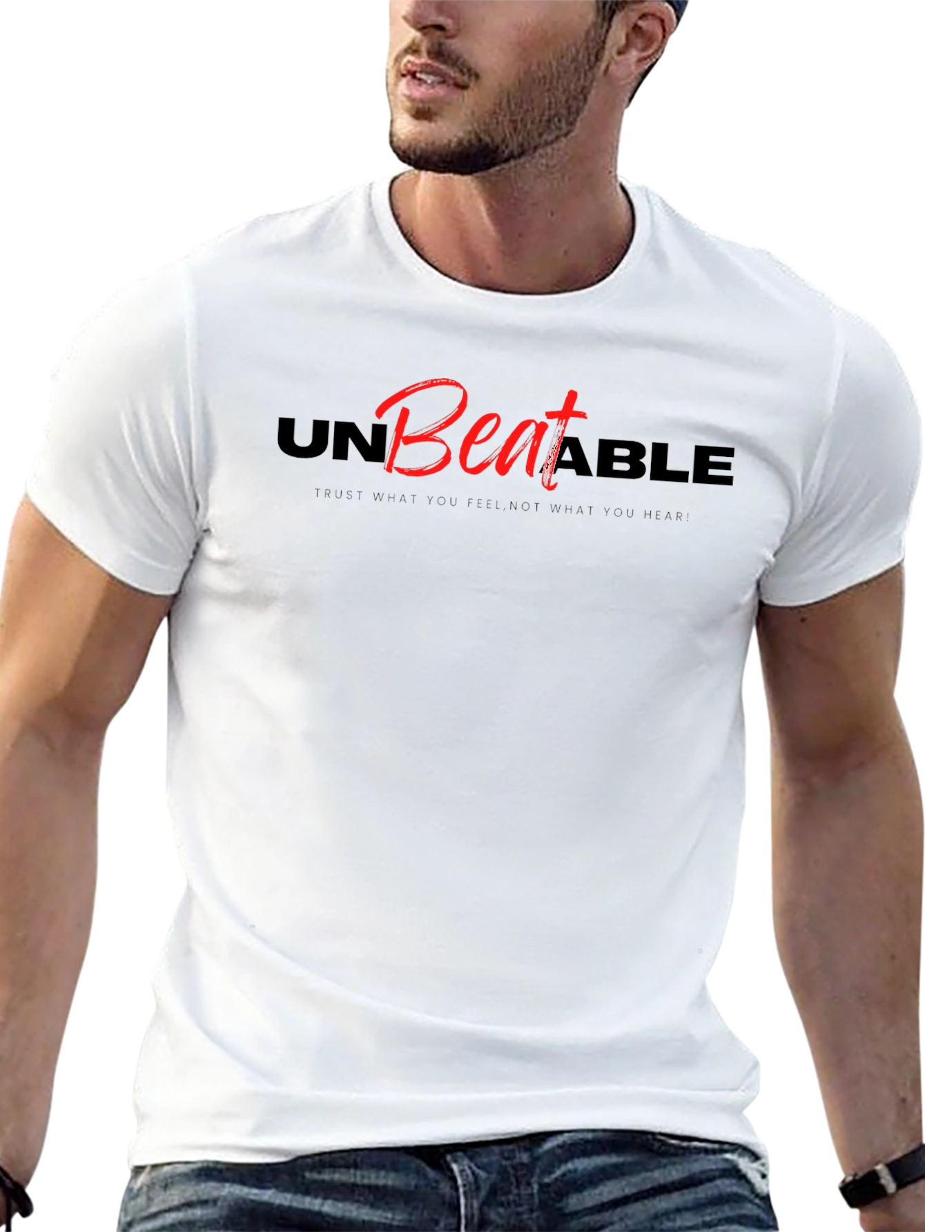 Unbeatable Graphic Tee - Black Casual T-Shirt