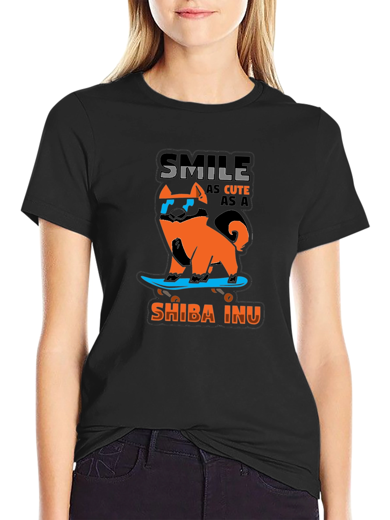Shiba Inu Skateboard Graphic Tee
