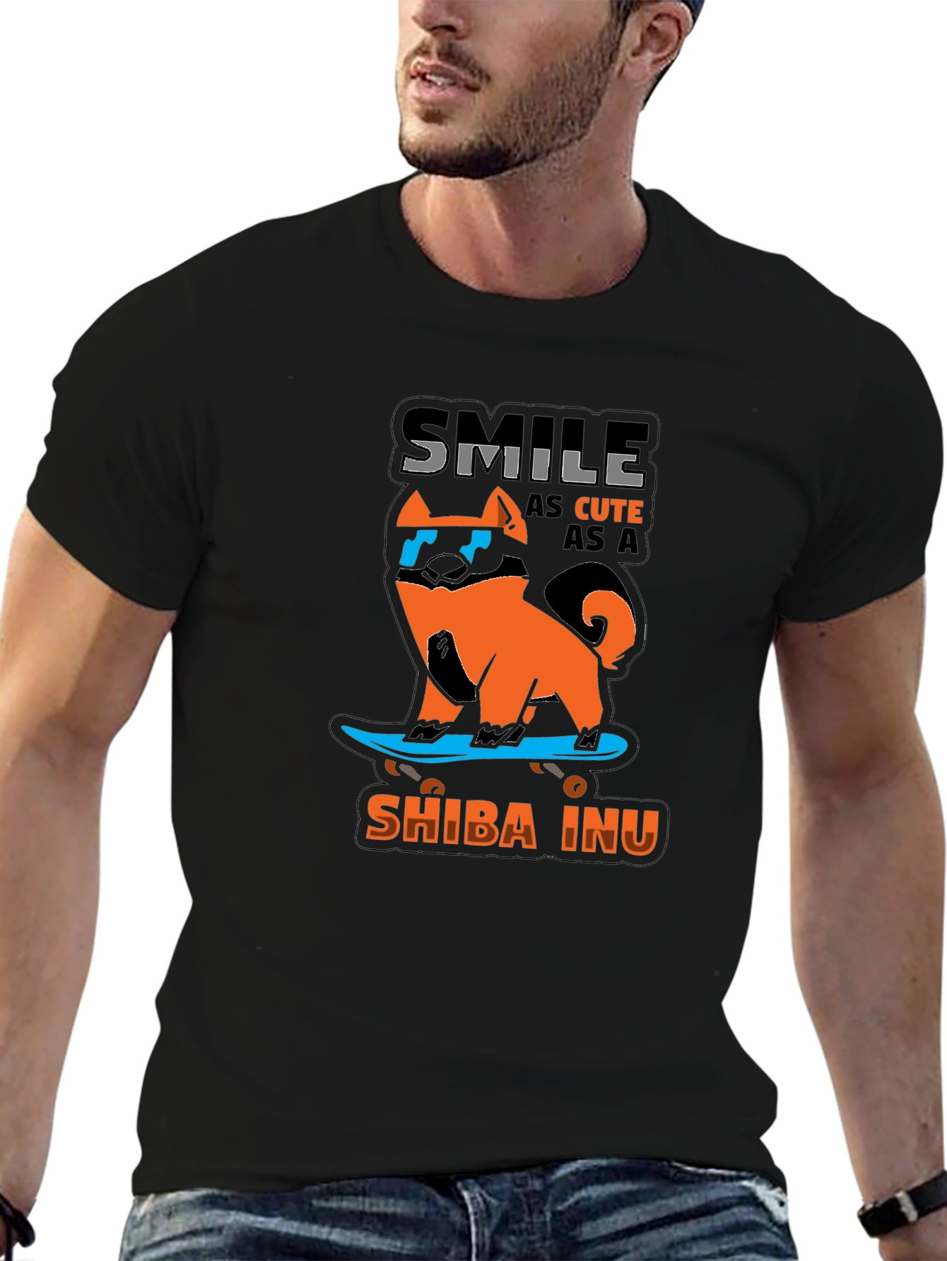 Shiba Inu Skateboard Graphic Tee