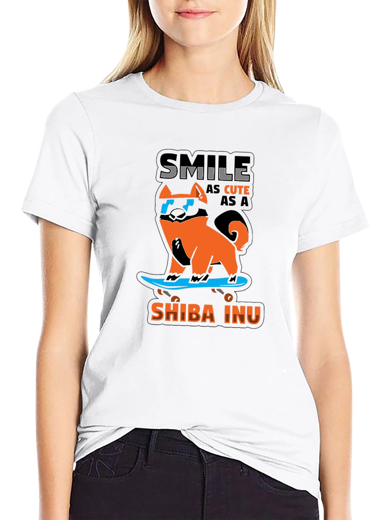 Shiba Inu Skateboard Graphic Tee