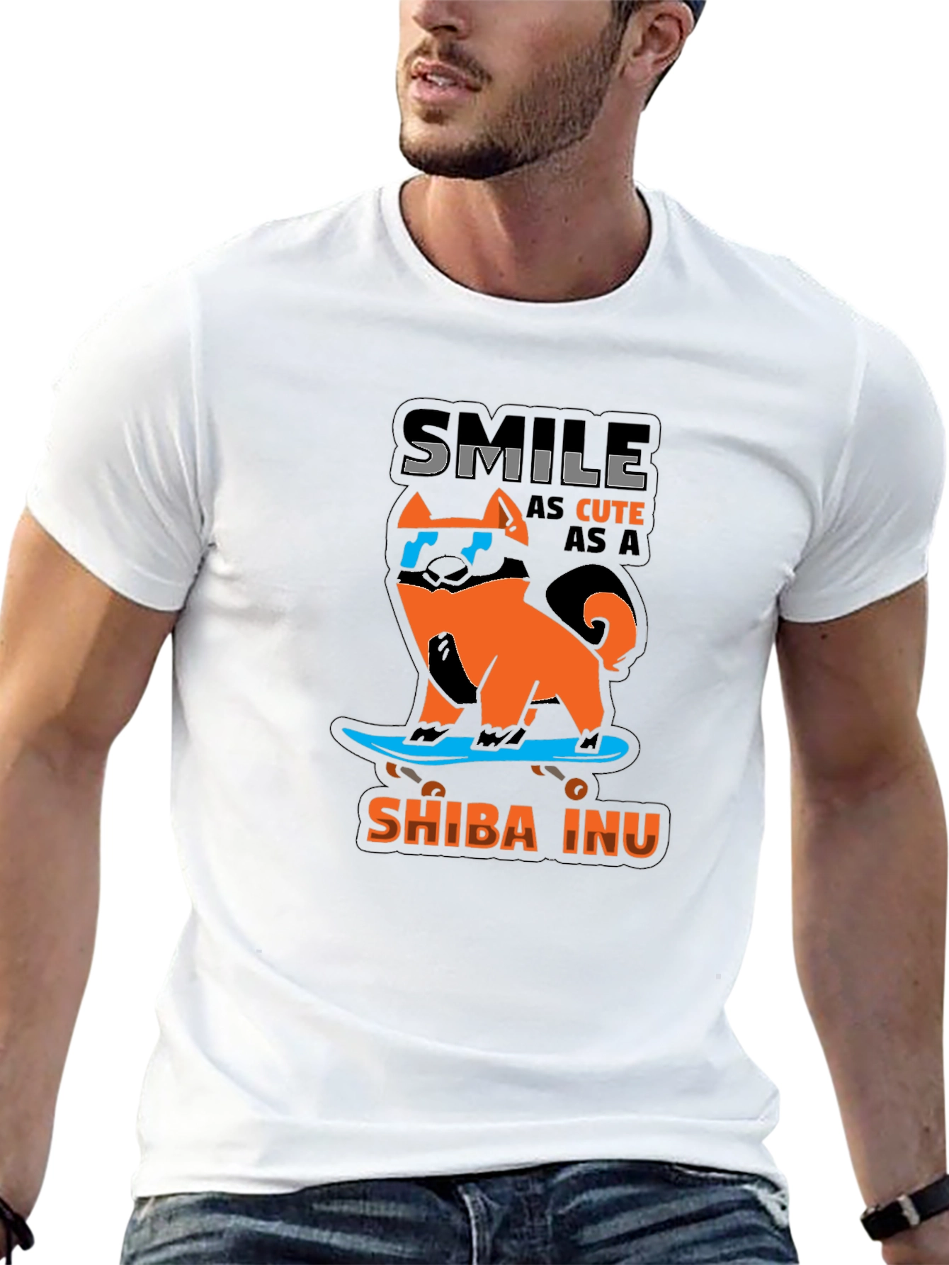 Shiba Inu Skateboard Graphic Tee