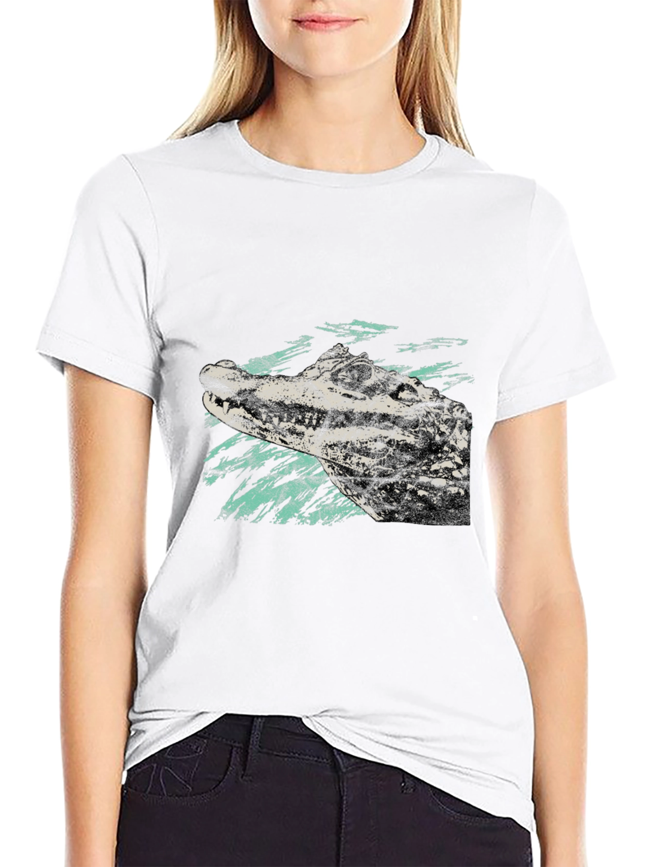 Alligator Graphic Print Black T-Shirt