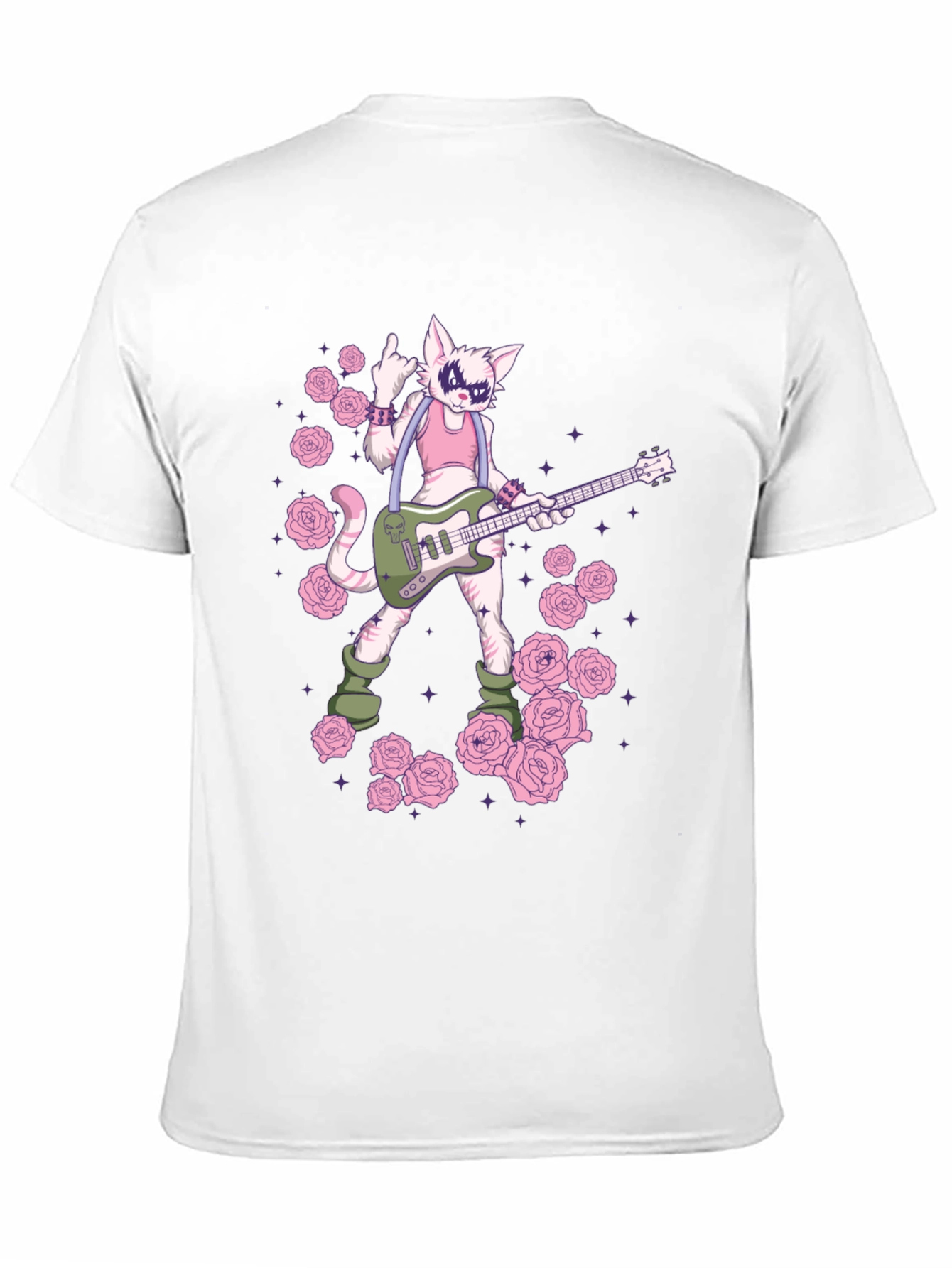 Cat Guitarist Graphic T-Shirt - Rock n Roll Style