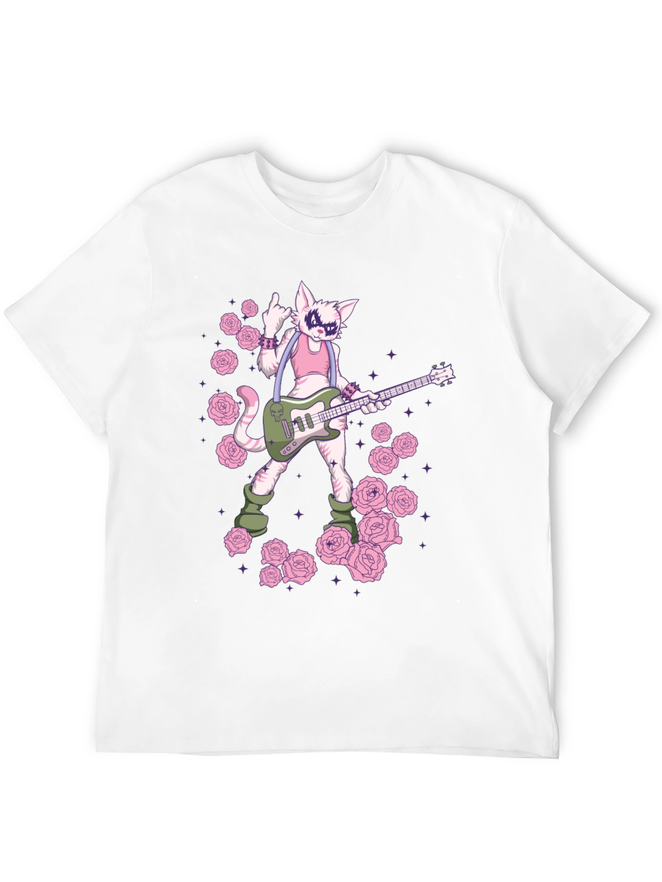 Cat Guitarist Graphic T-Shirt - Rock n Roll Style