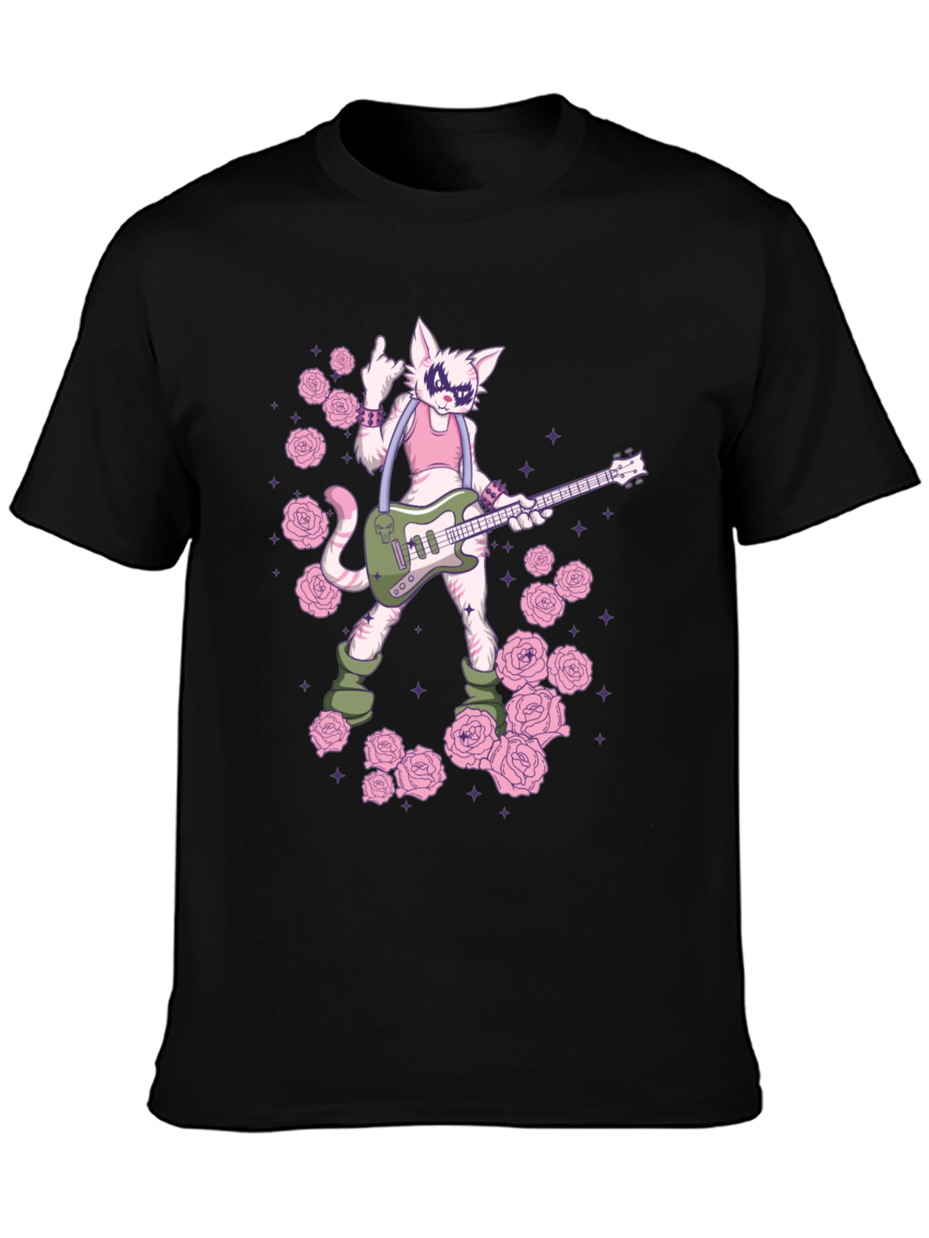 Cat Guitarist Graphic T-Shirt - Rock n Roll Style