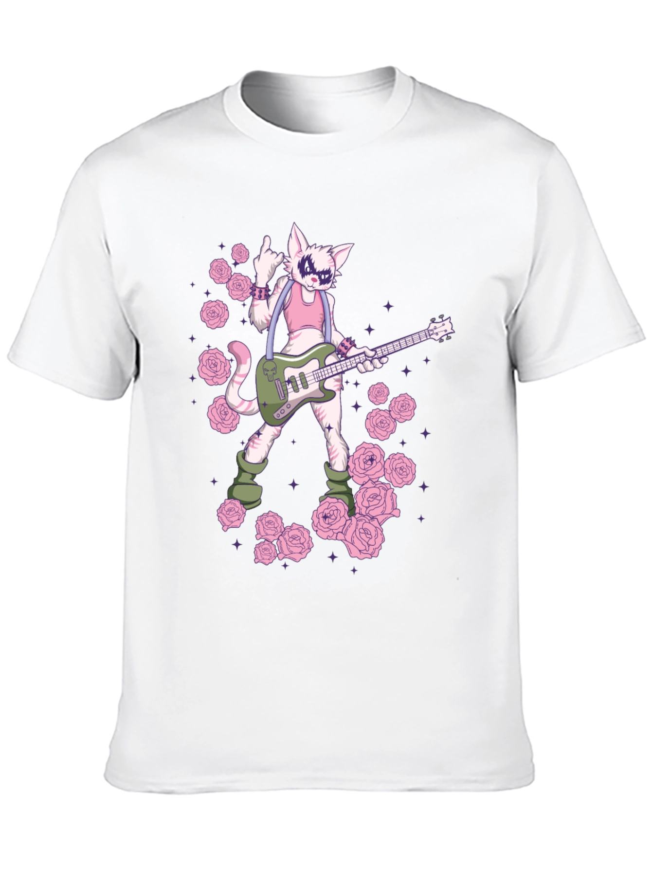 Cat Guitarist Graphic T-Shirt - Rock n Roll Style