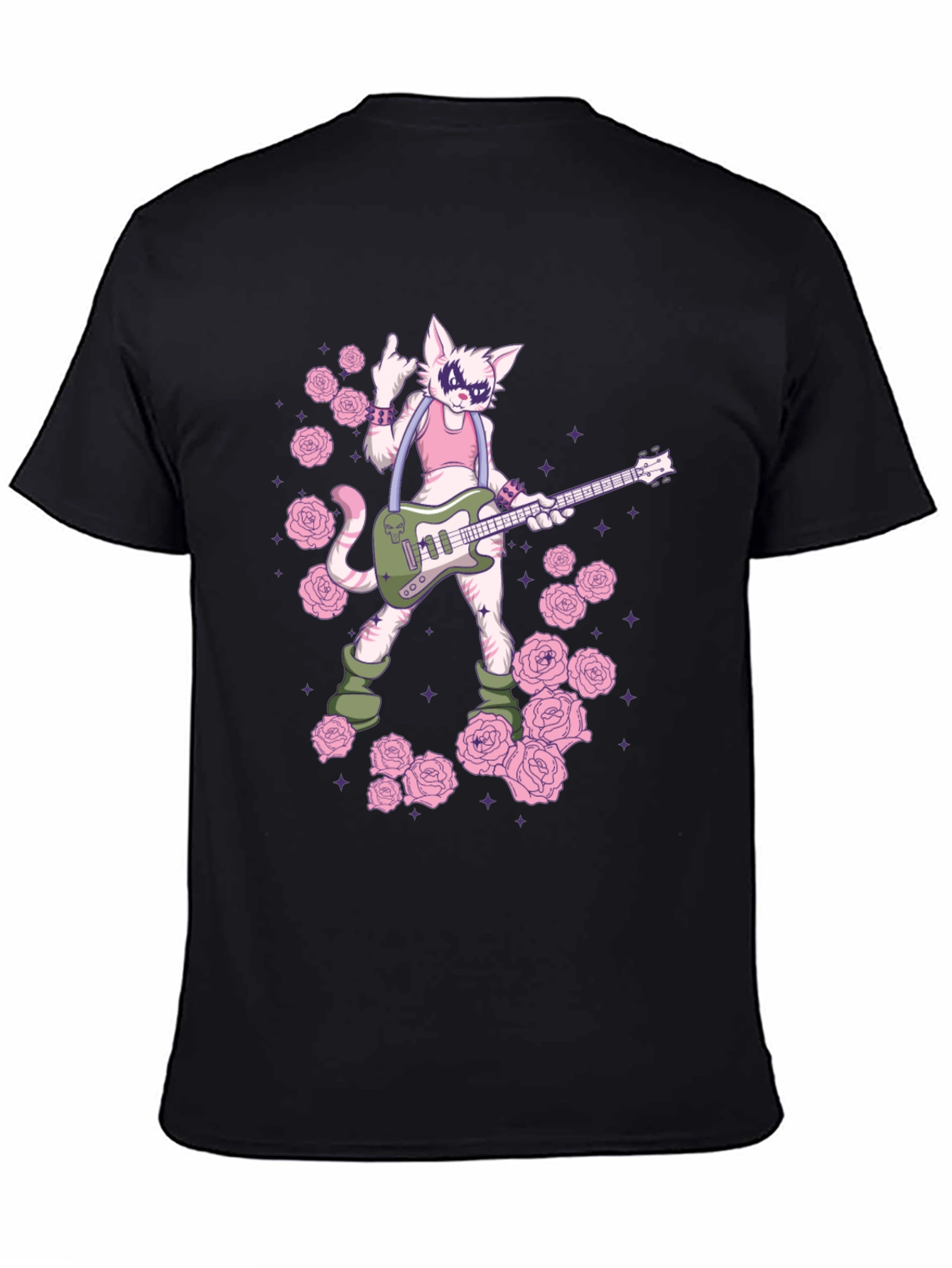 Cat Guitarist Graphic T-Shirt - Rock n Roll Style