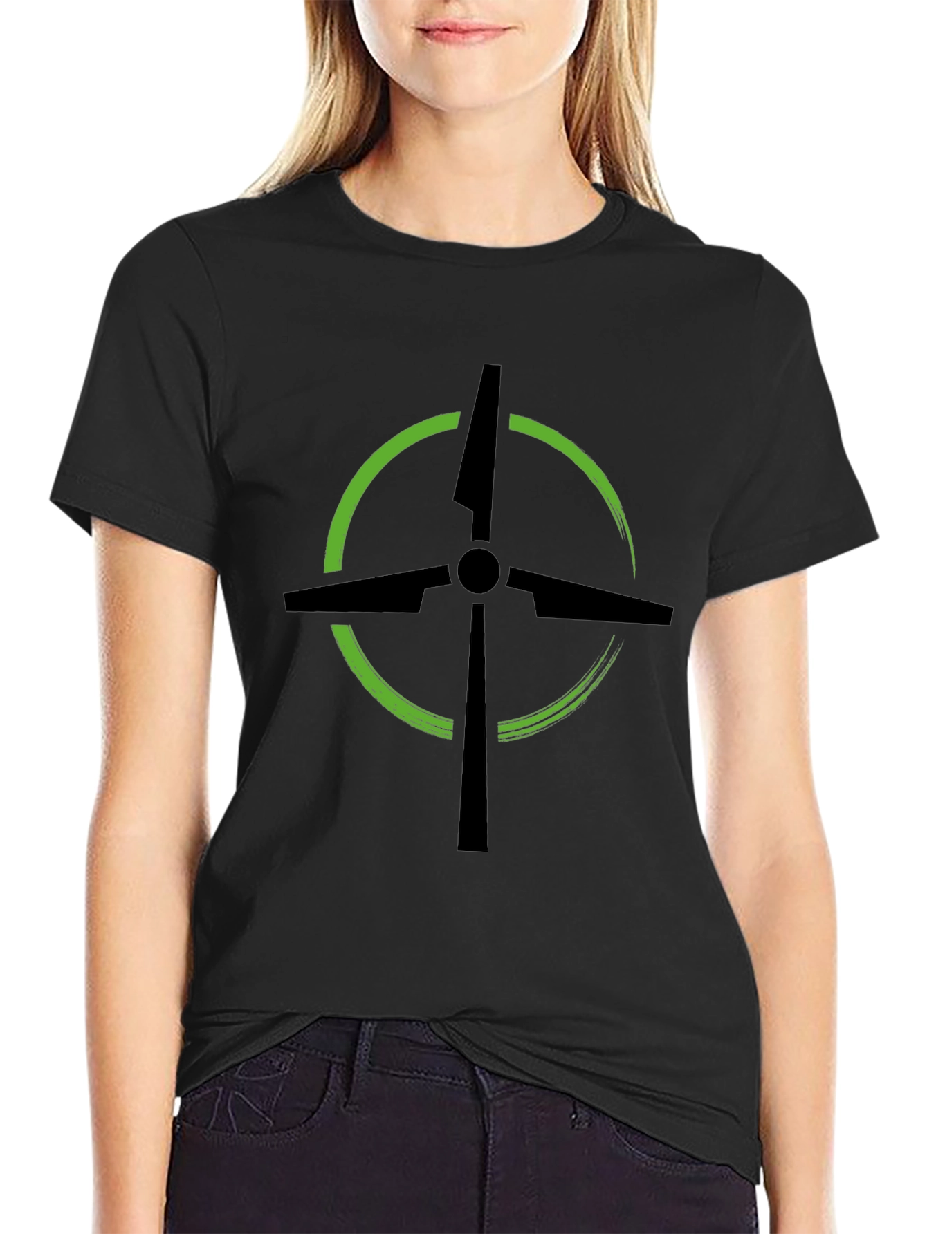 Modern Drone Logo Black T-Shirt