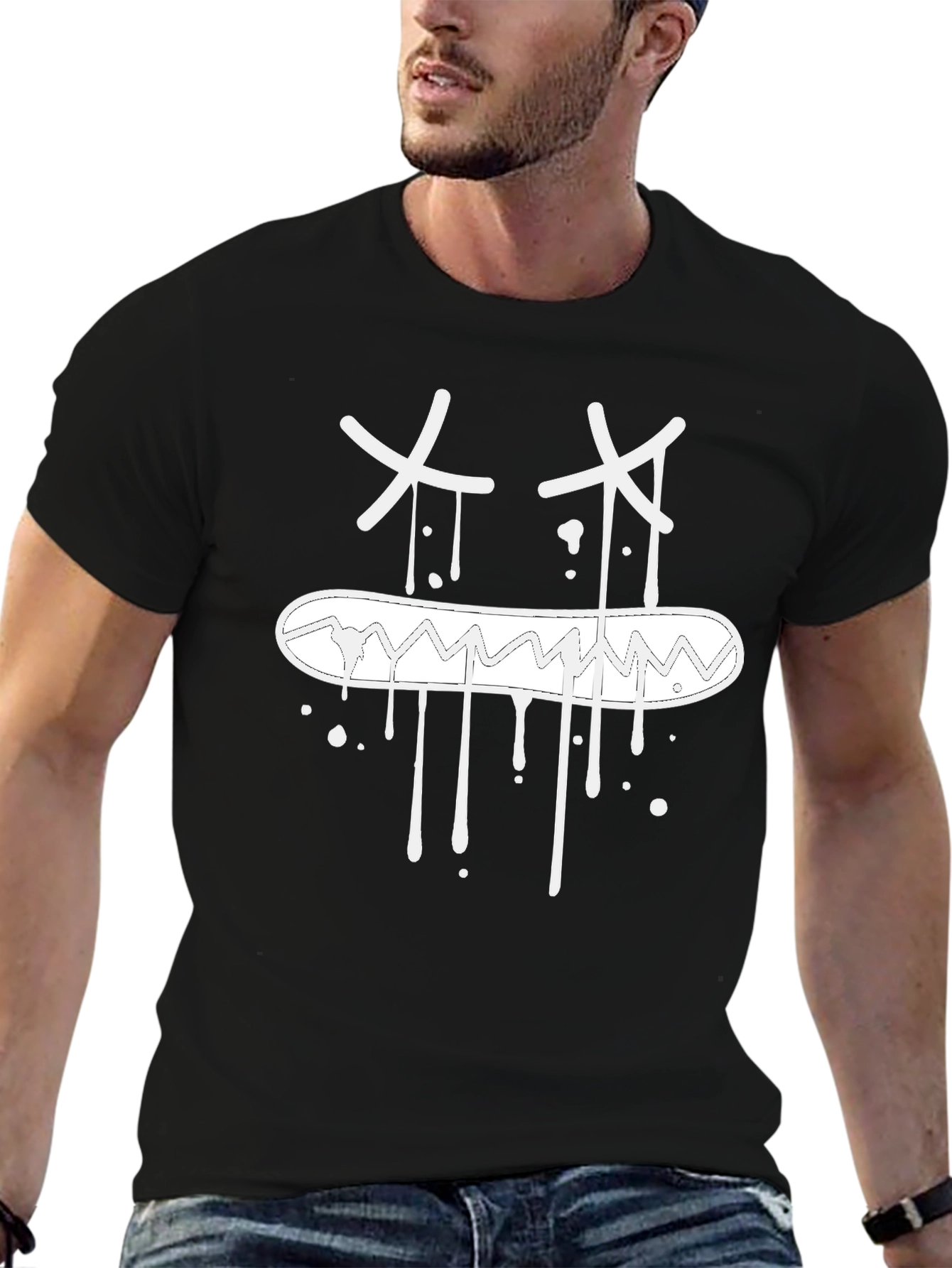 Mens Black Graphic T-Shirt with X Eye Design