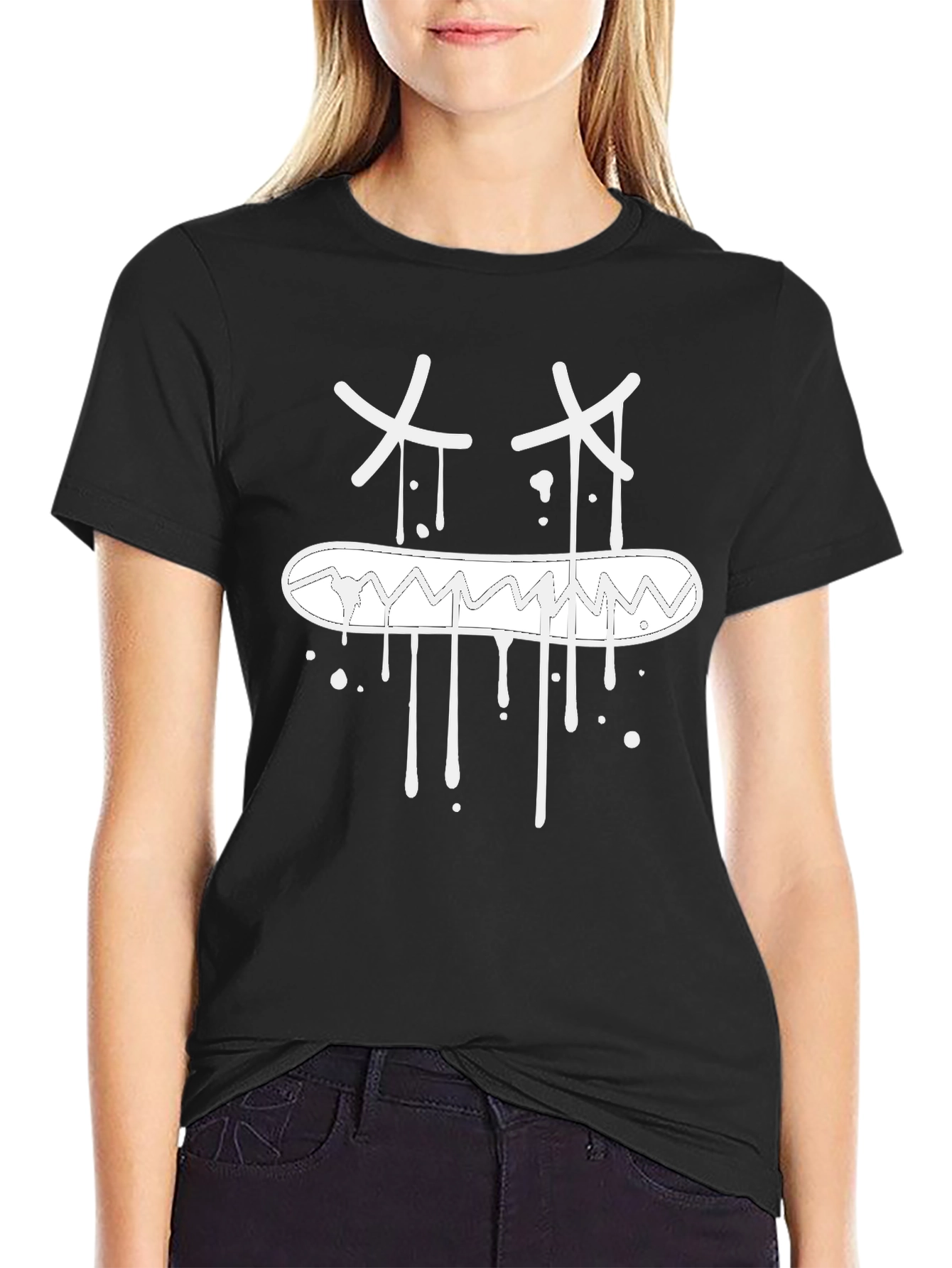 Mens Black Graphic T-Shirt with X Eye Design