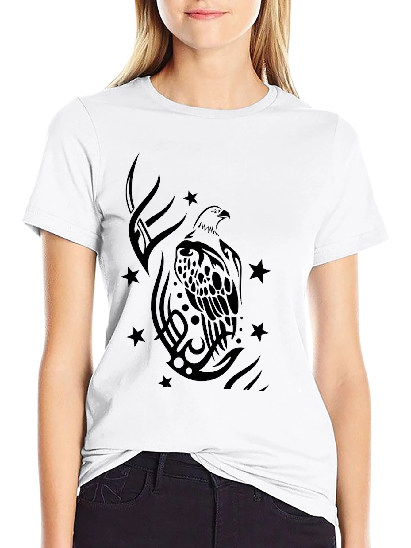Tribal Eagle Graphic Black T-Shirt