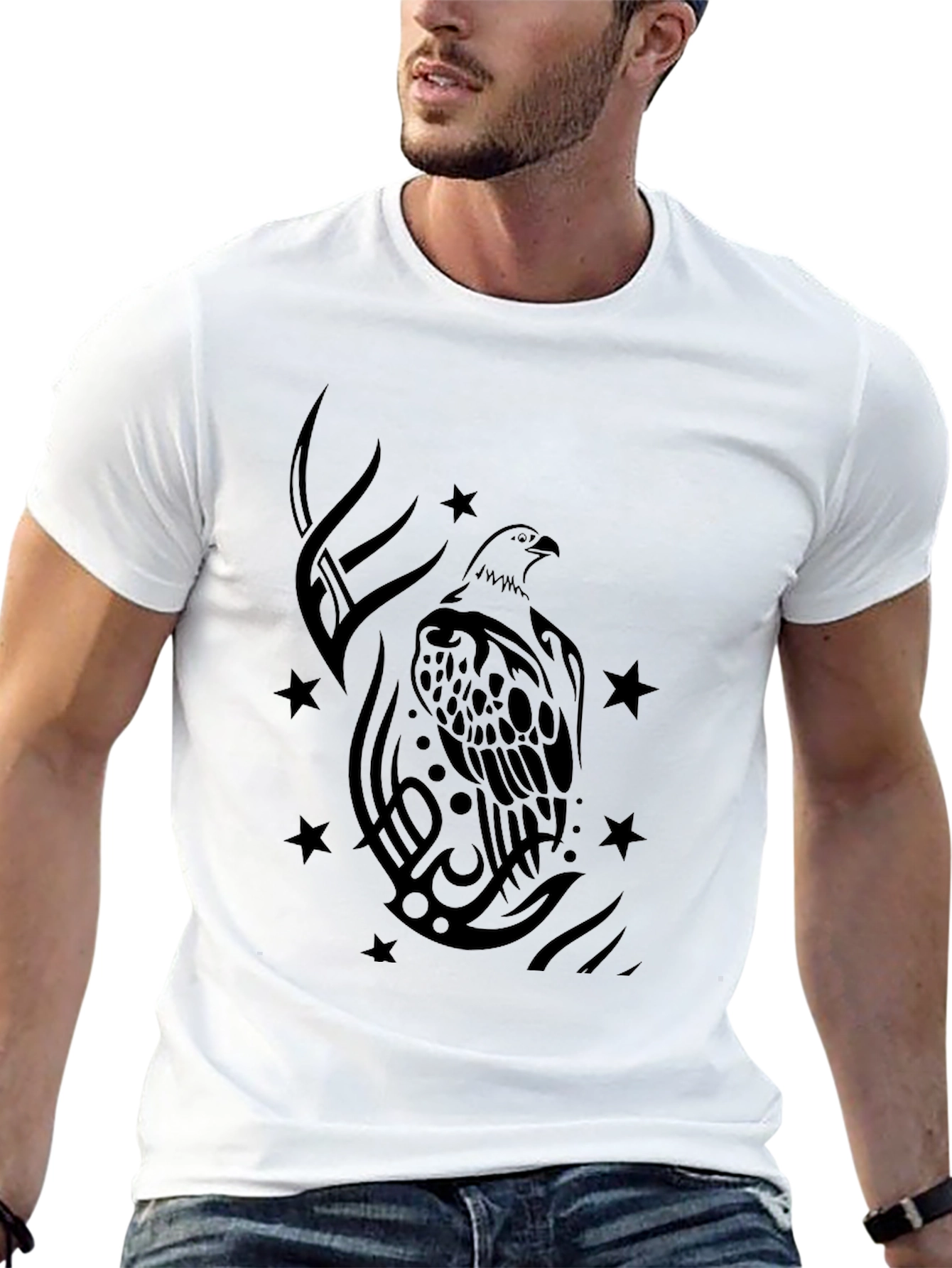 Tribal Eagle Graphic Black T-Shirt