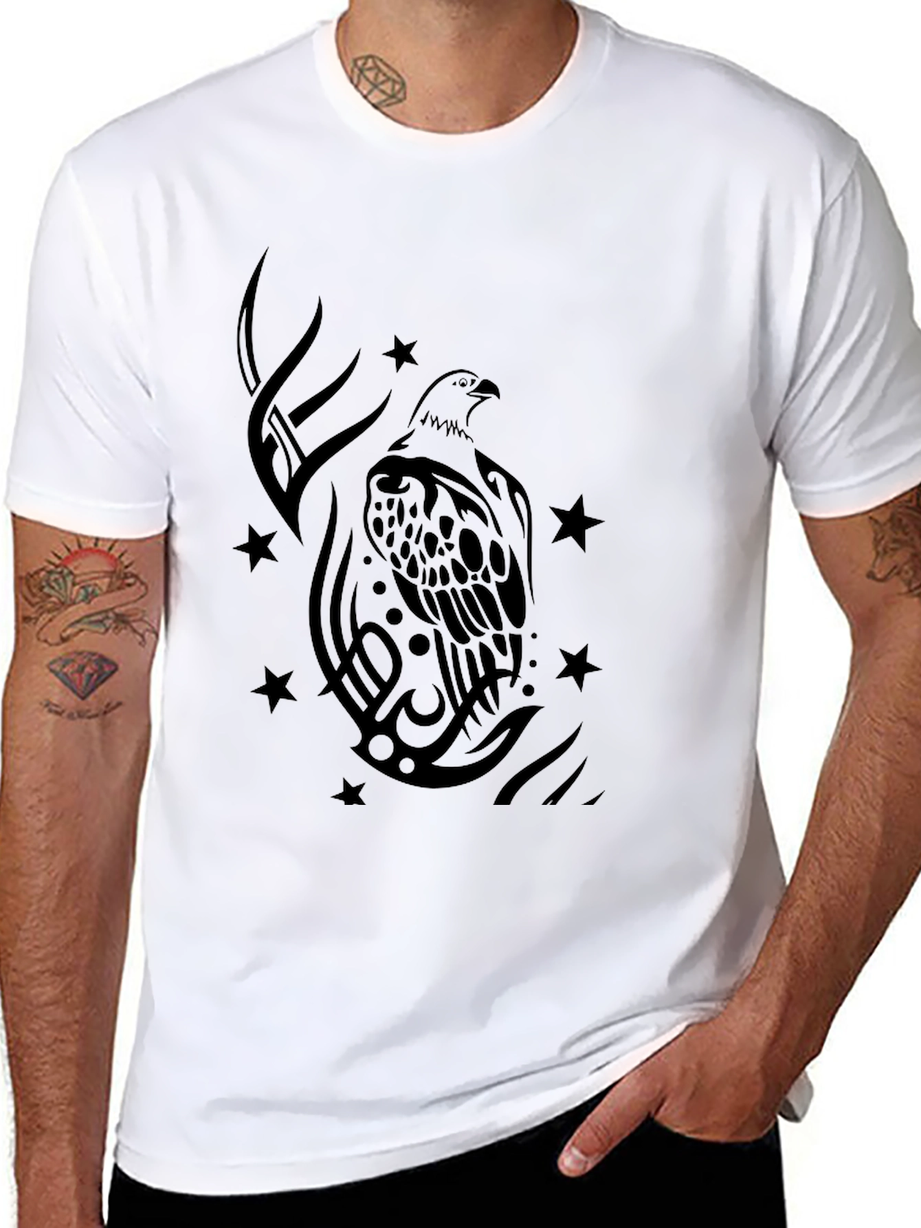 Tribal Eagle Graphic Black T-Shirt
