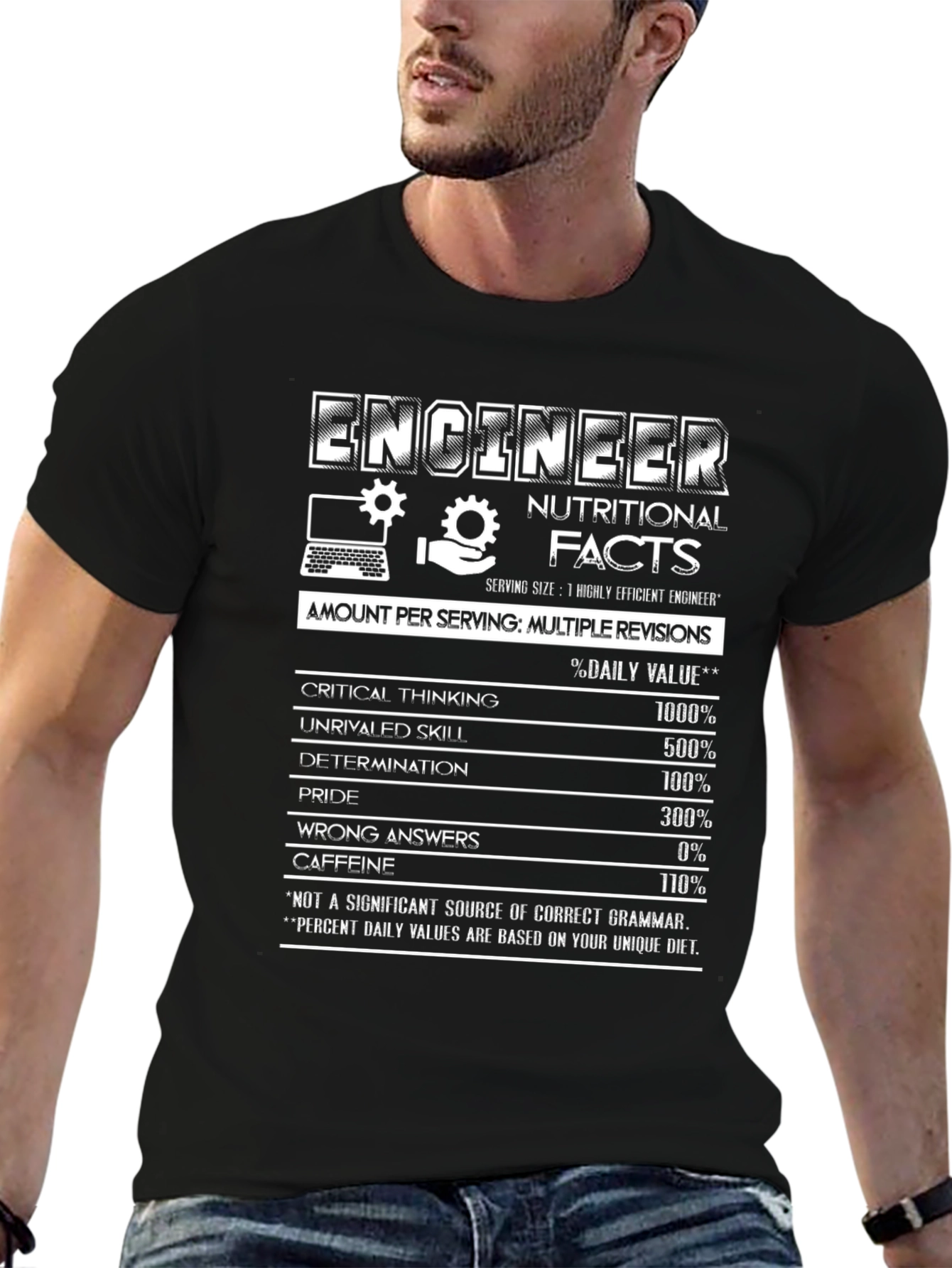 Engineer Nutritional Facts Black T-Shirt
