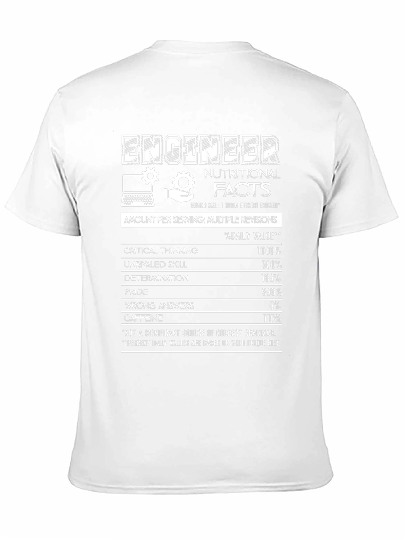 Engineer Nutritional Facts Black T-Shirt