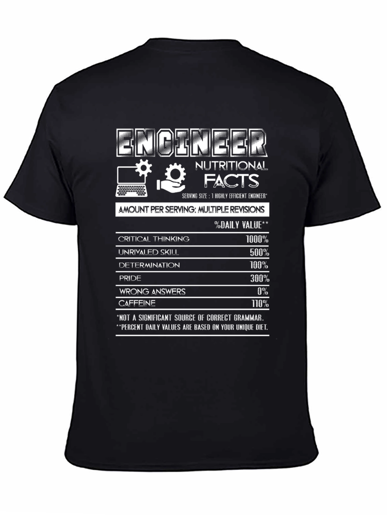 Engineer Nutritional Facts Black T-Shirt