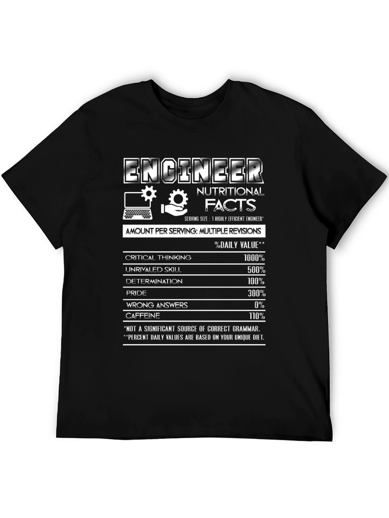 Engineer Nutritional Facts Black T-Shirt