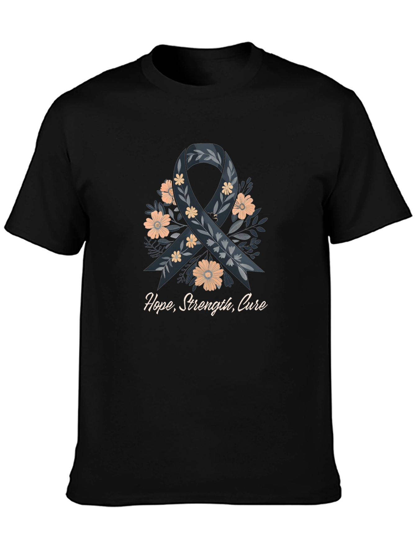 Hope Strength Cure T-Shirt Ribbon Floral