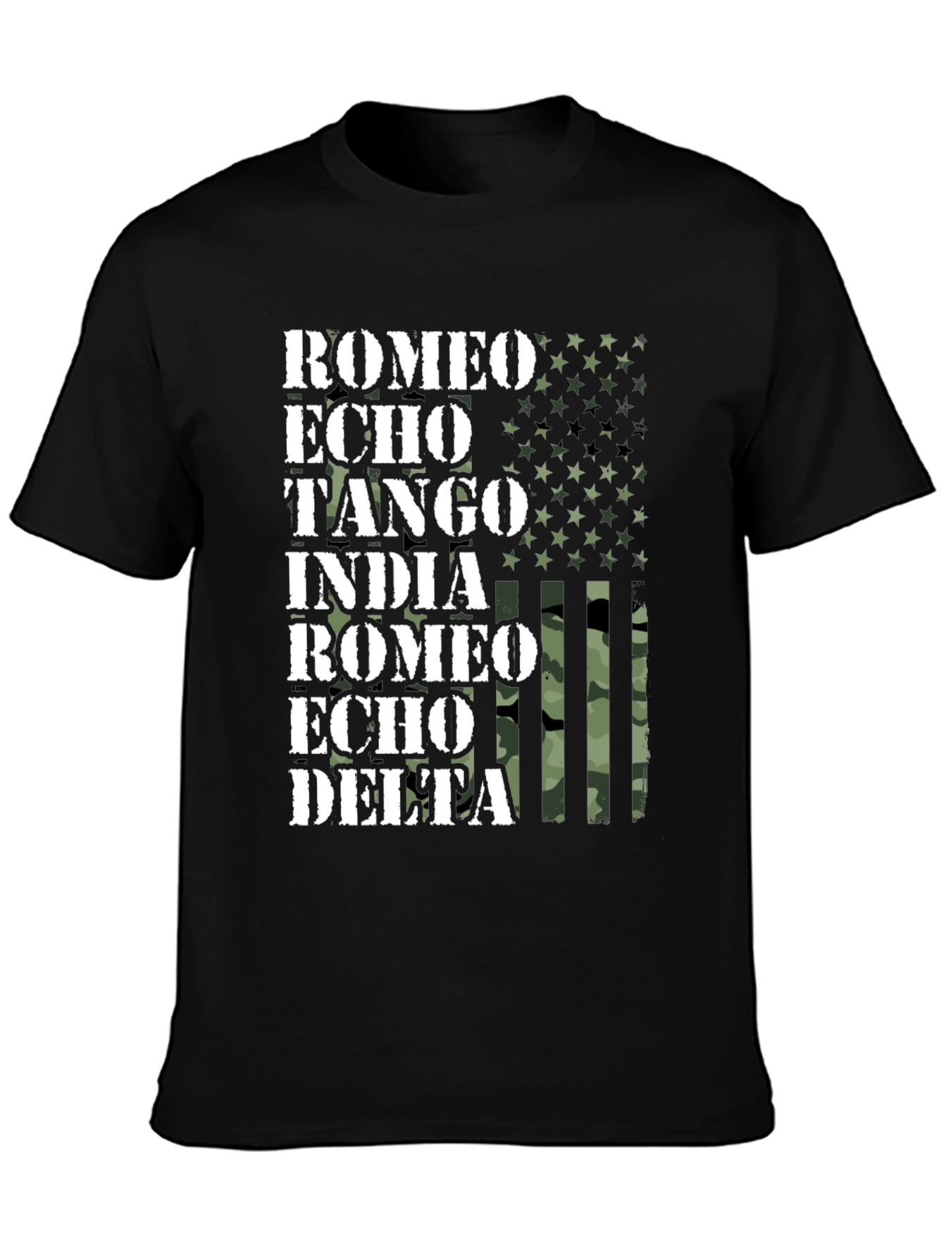 US Flag Military Alphabet T-Shirt - Romeo Echo Tango
