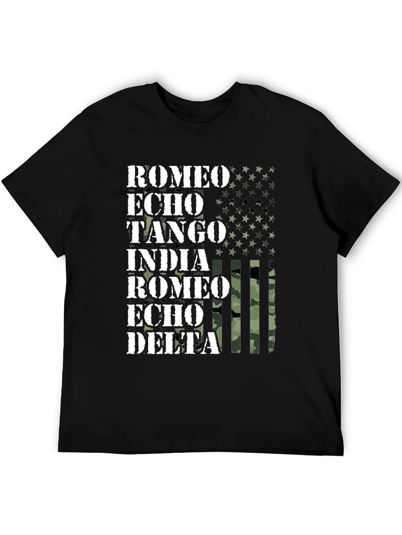 US Flag Military Alphabet T-Shirt - Romeo Echo Tango