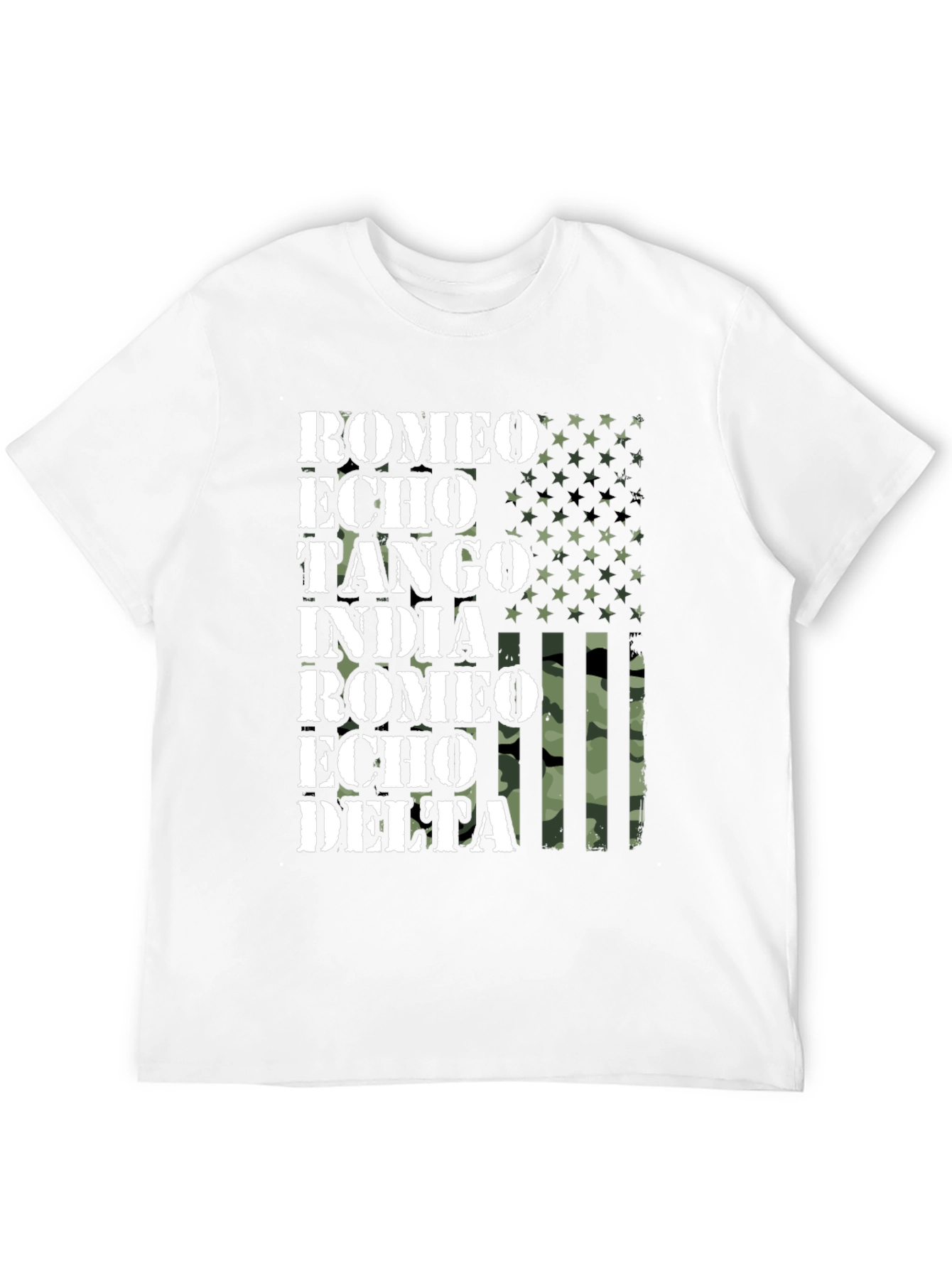 US Flag Military Alphabet T-Shirt - Romeo Echo Tango