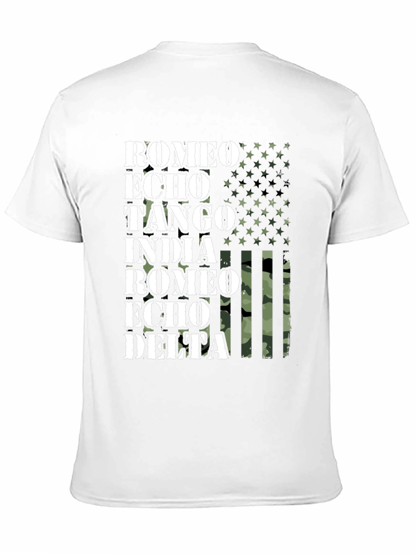 US Flag Military Alphabet T-Shirt - Romeo Echo Tango