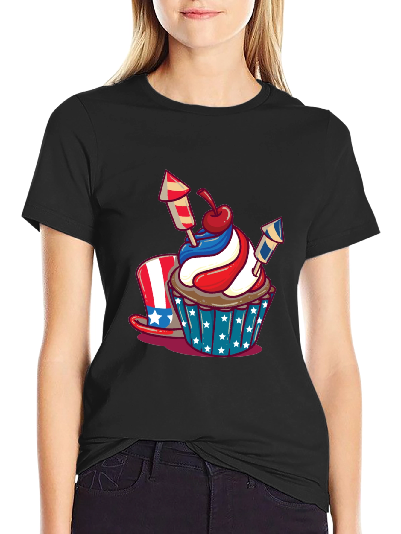 Patriotic Cupcake Graphic T-Shirt