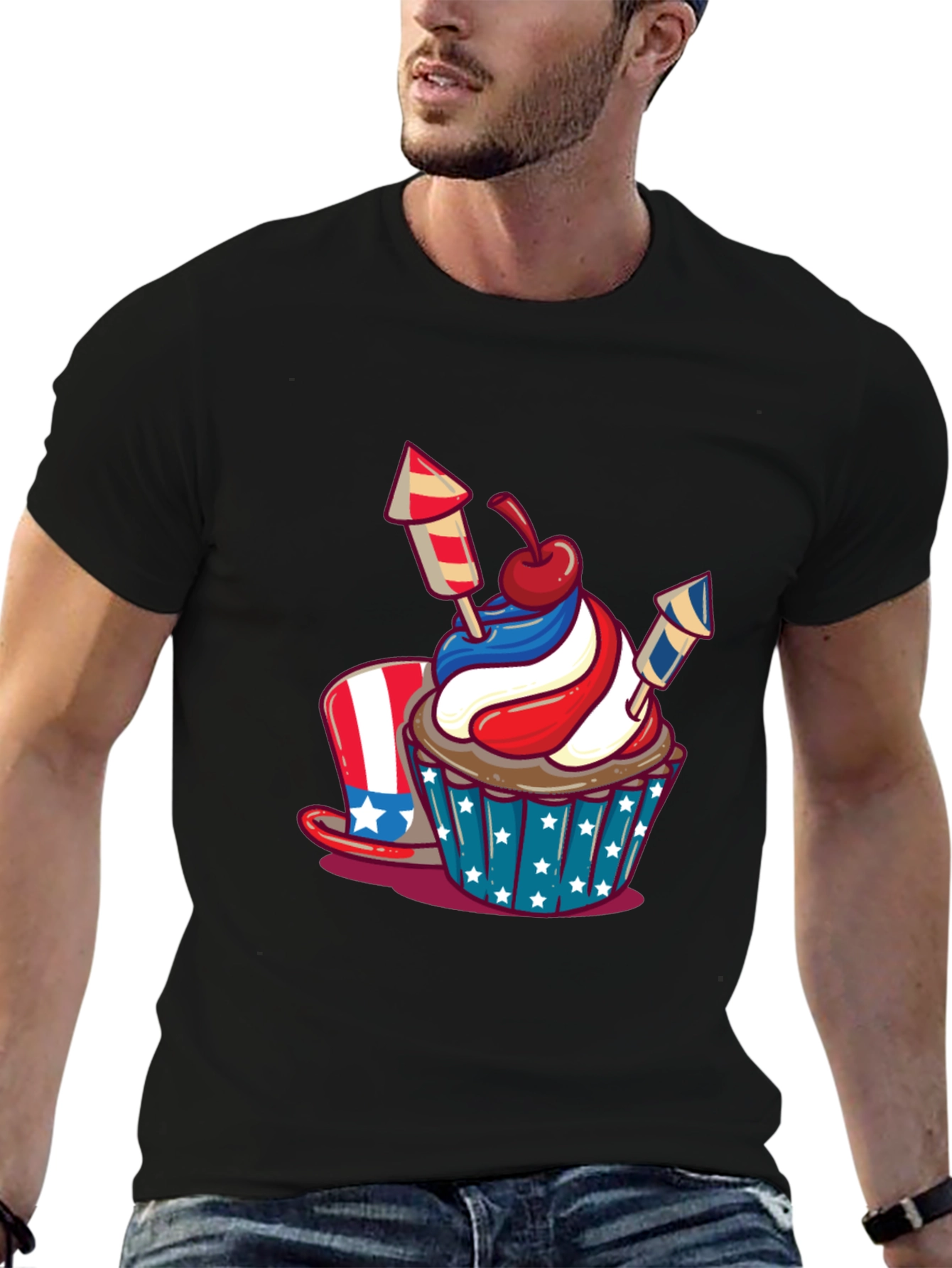 Patriotic Cupcake Graphic T-Shirt