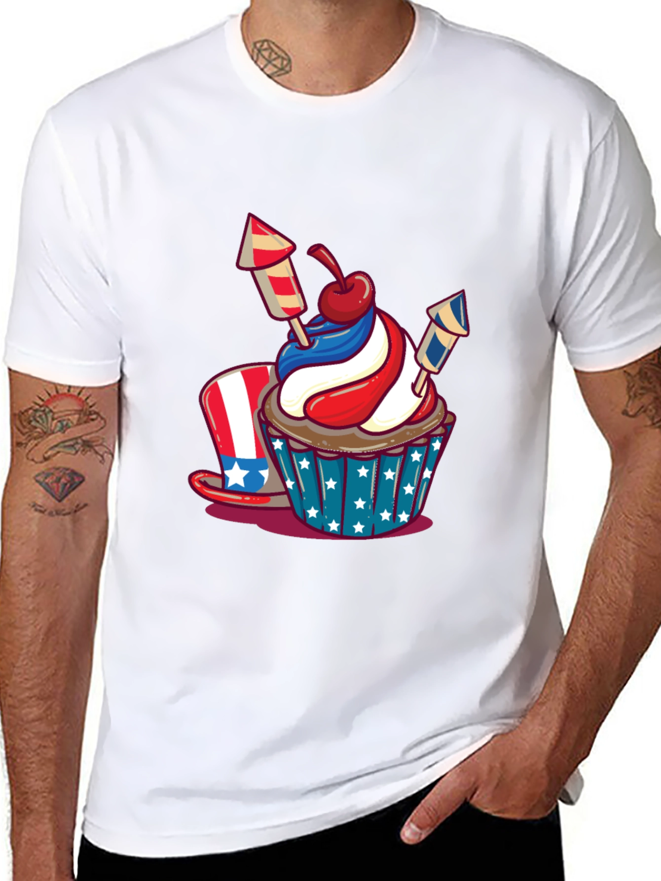 Patriotic Cupcake Graphic T-Shirt