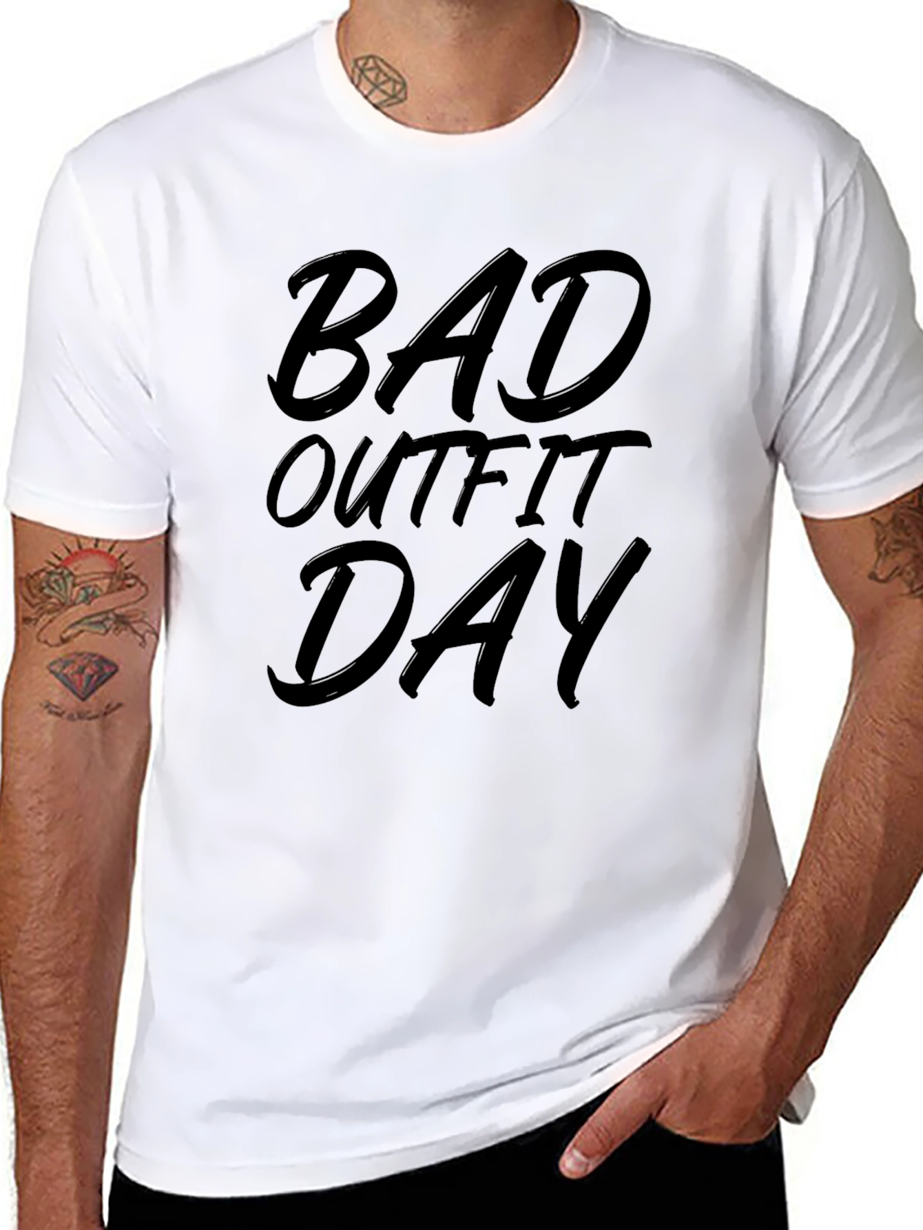 Mens Bad Outfit Day Black T-Shirt