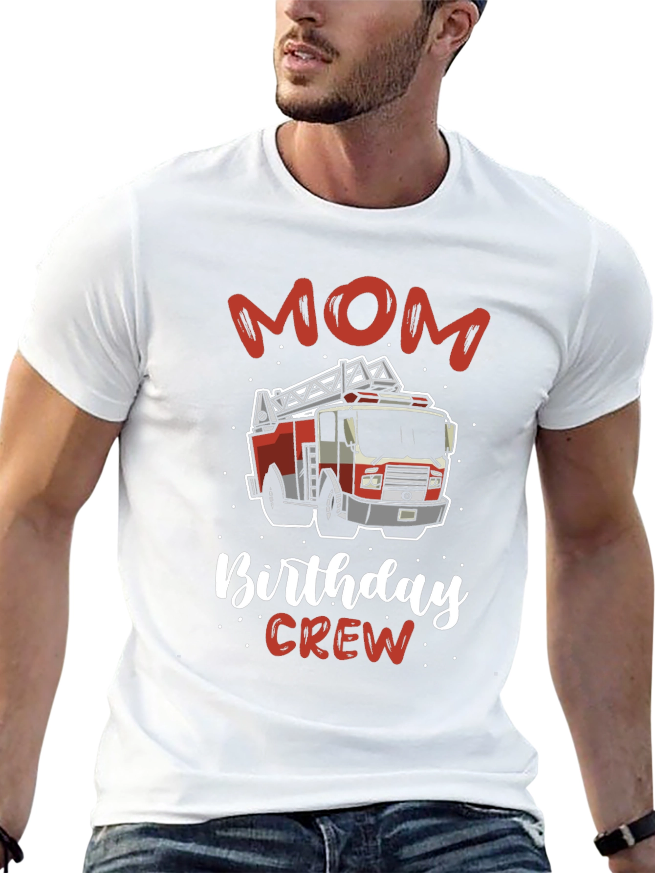 Mom Birthday Crew Firetruck Graphic T-Shirt