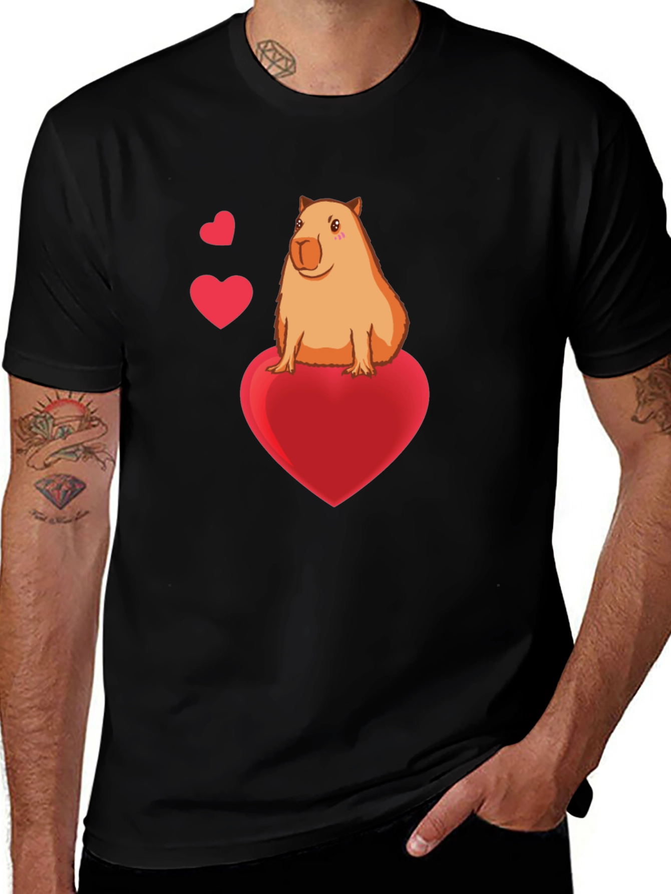 Capybara Heart Graphic Tee - Cute Animal Lover Shirt