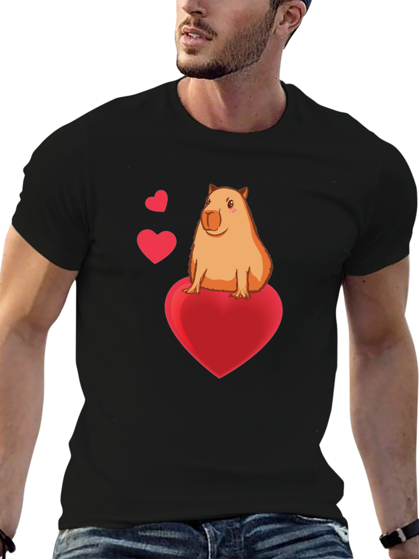 Capybara Heart Graphic Tee - Cute Animal Lover Shirt