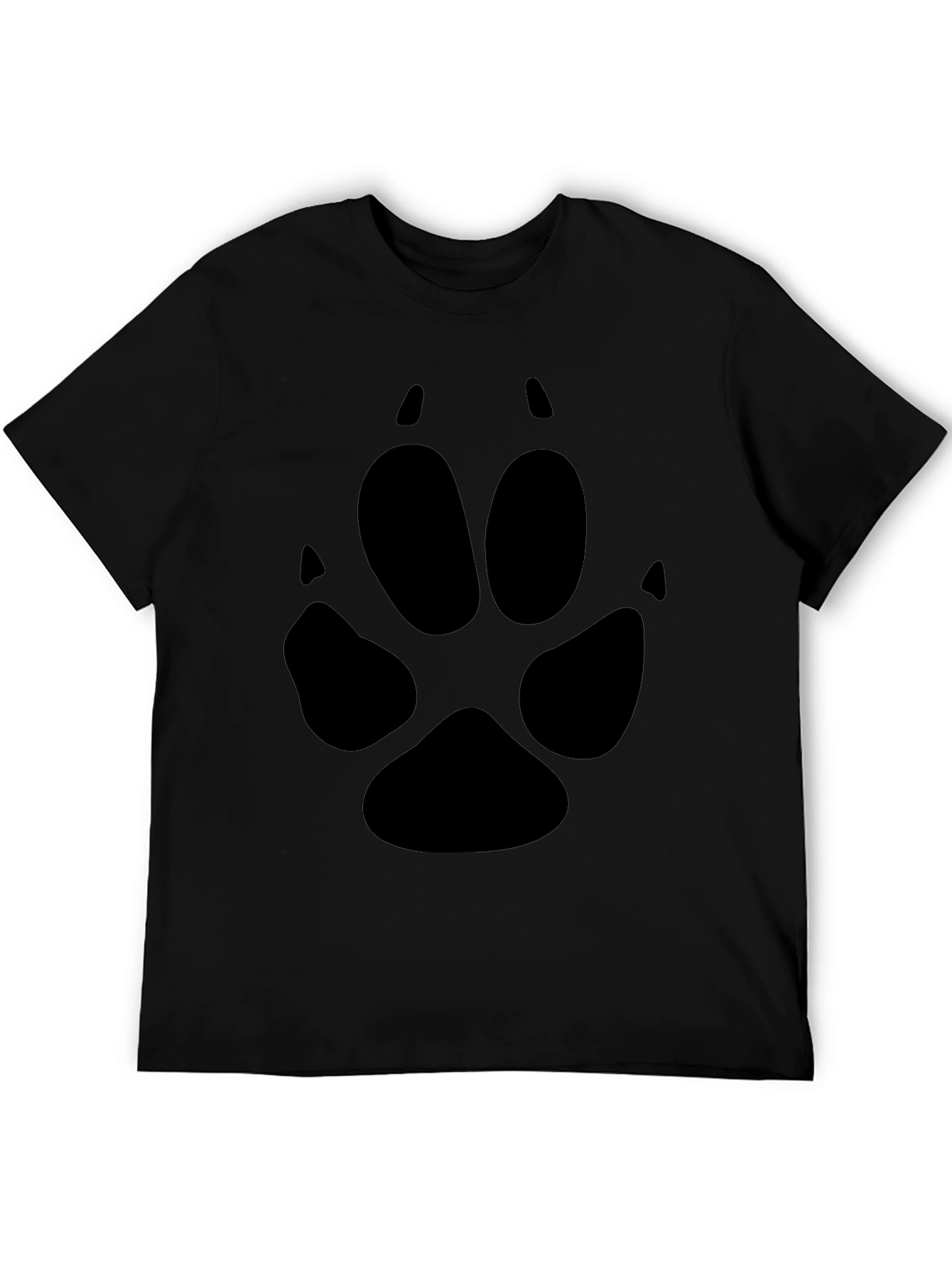 Black T-Shirt with Paw Print Graphic