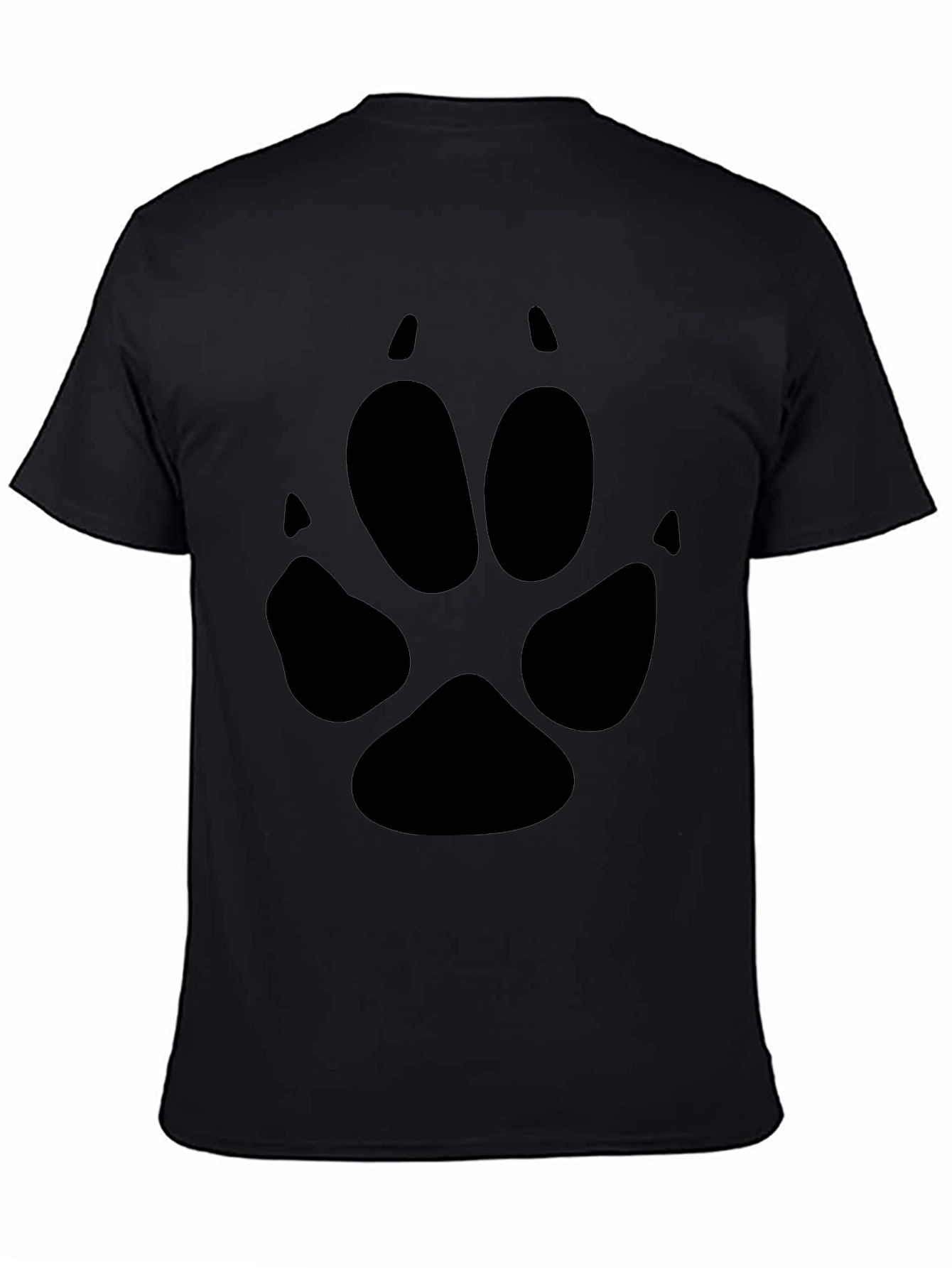 Black T-Shirt with Paw Print Graphic