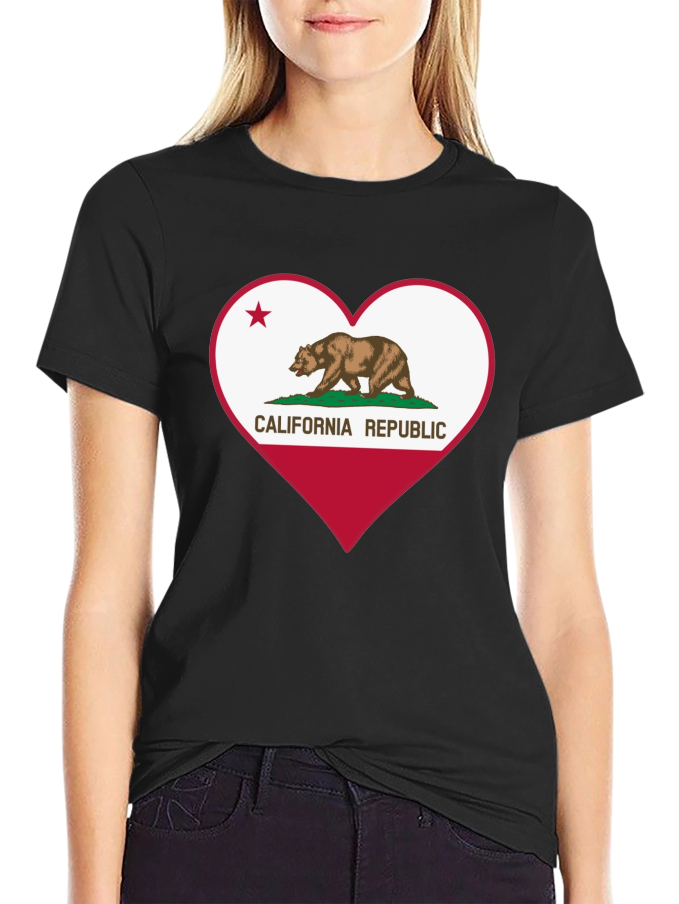 California Republic Heart T-Shirt - Black