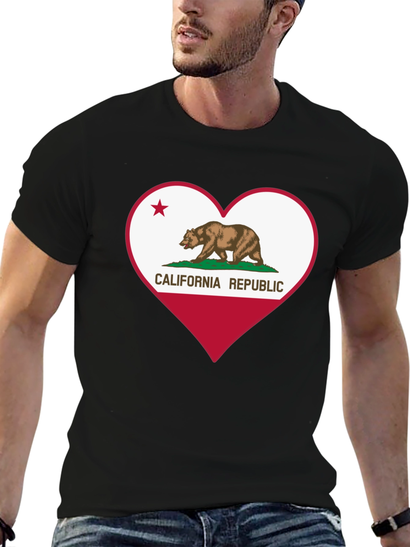 California Republic Heart T-Shirt - Black