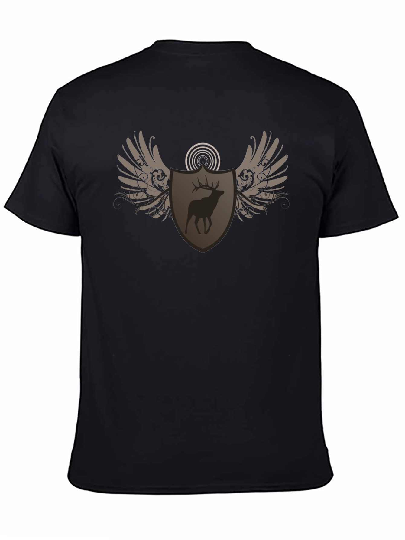Deer Shield Wings Black T-Shirt