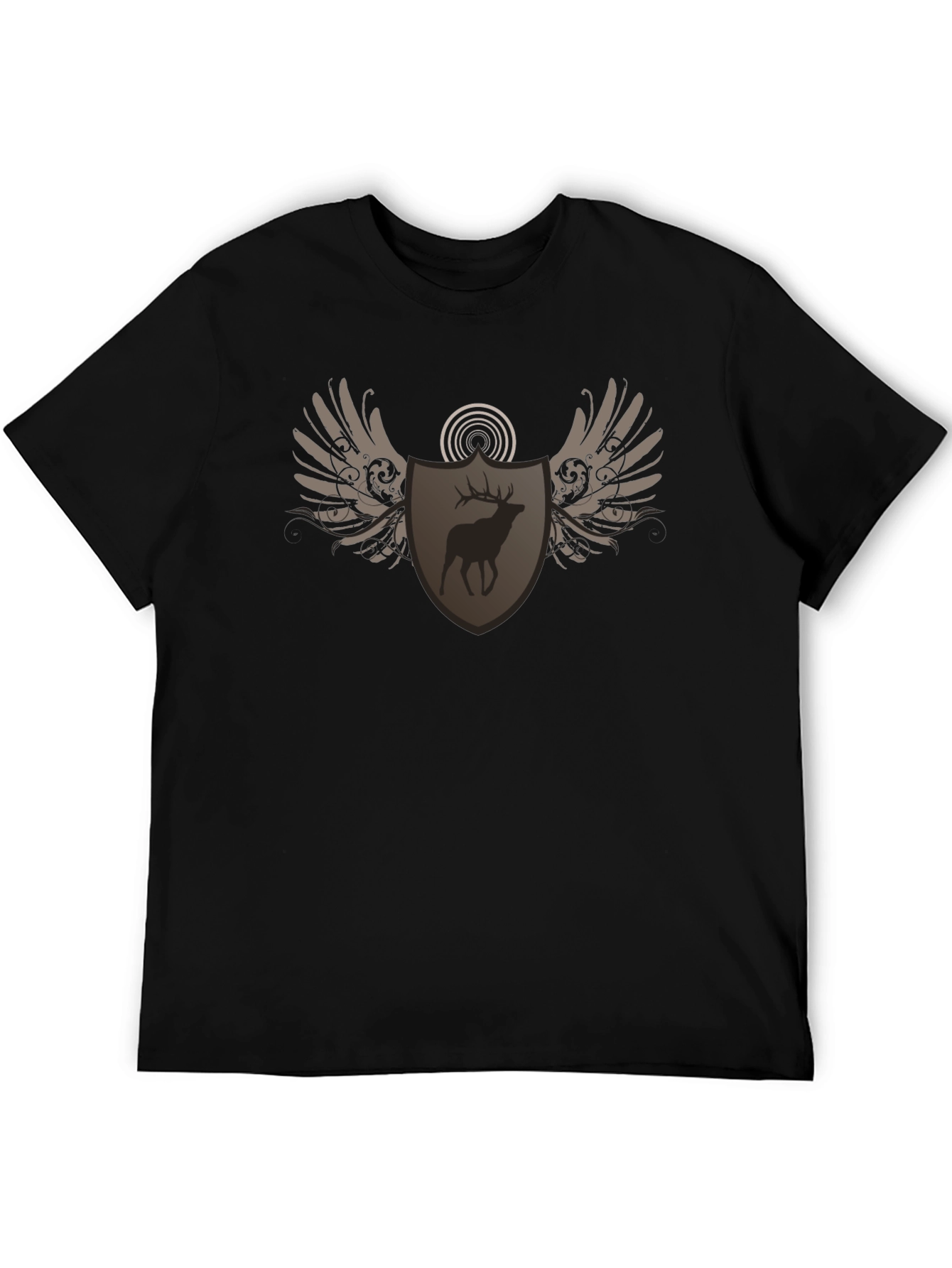 Deer Shield Wings Black T-Shirt