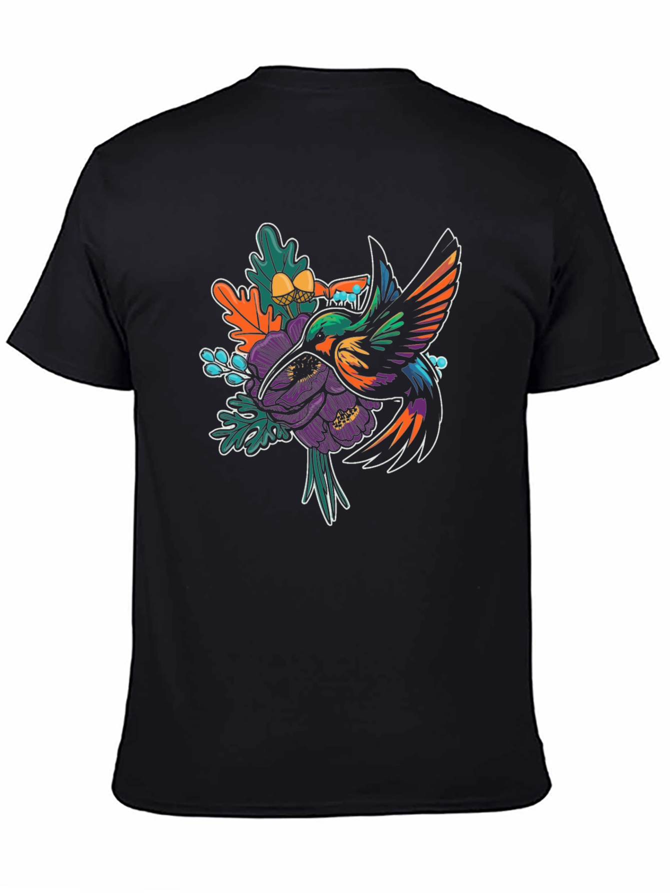 Hummingbird & Floral Graphic T-Shirt
