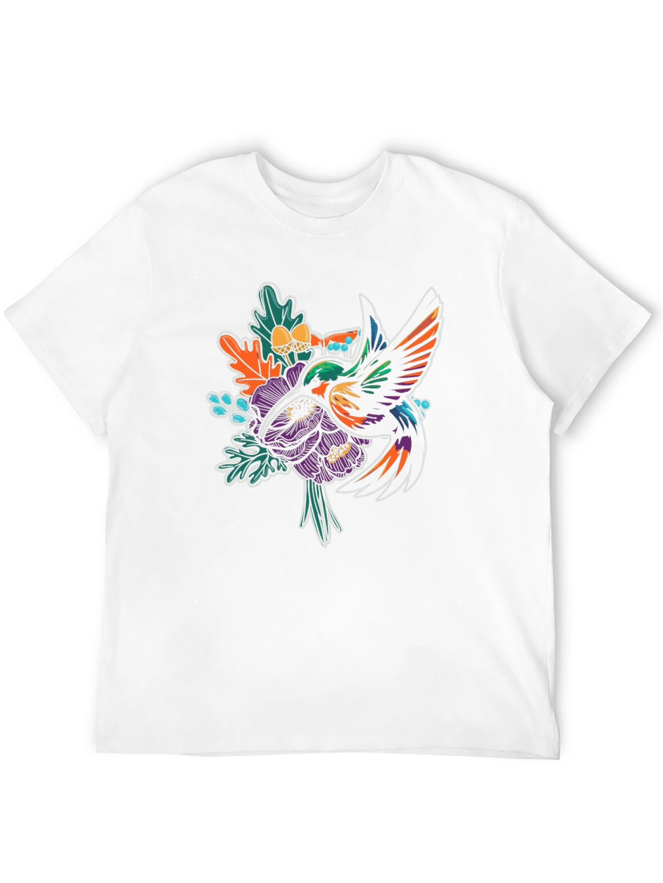 Hummingbird & Floral Graphic T-Shirt
