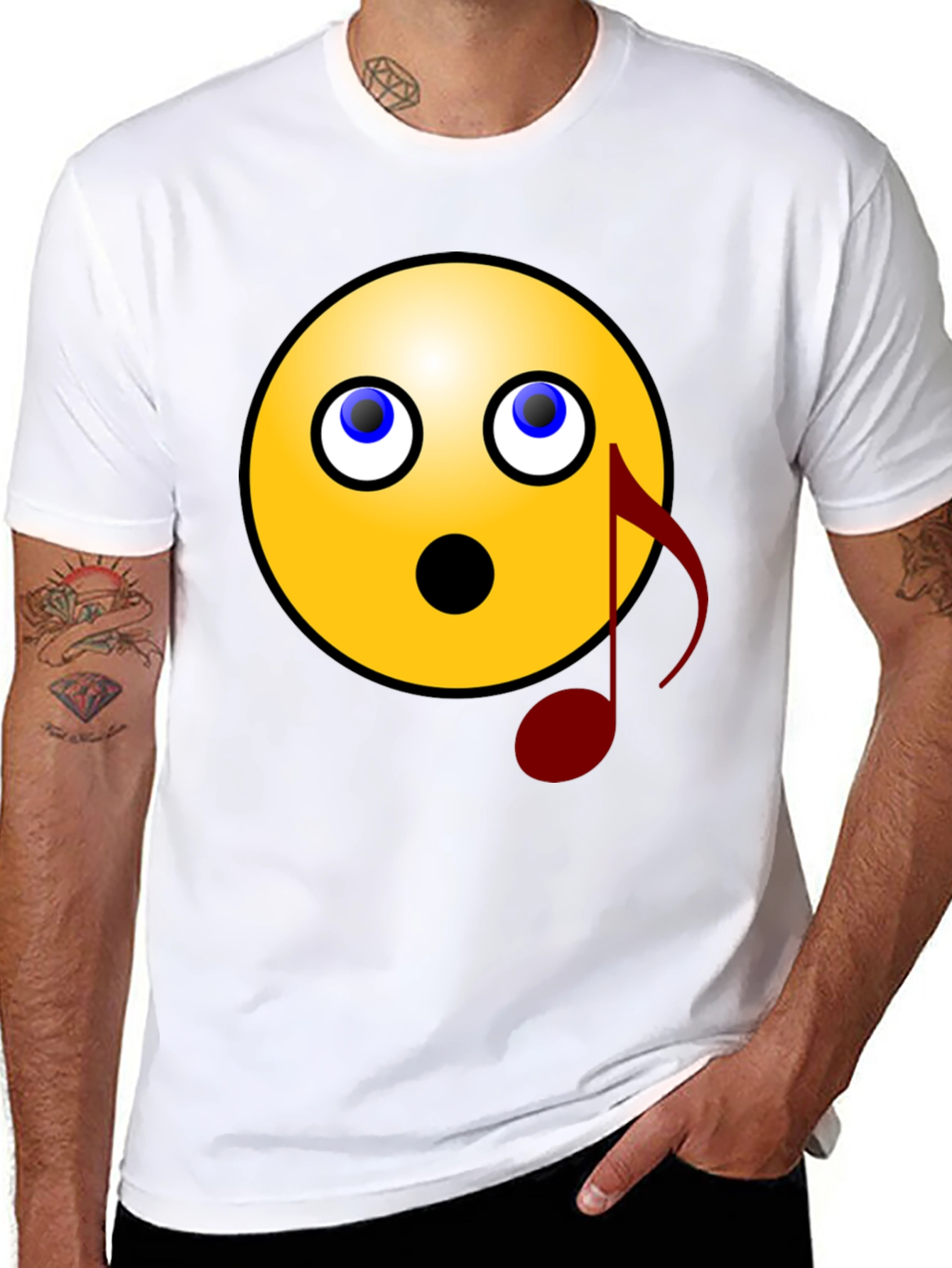 Surprised Emoji Musical Note Graphic Tee