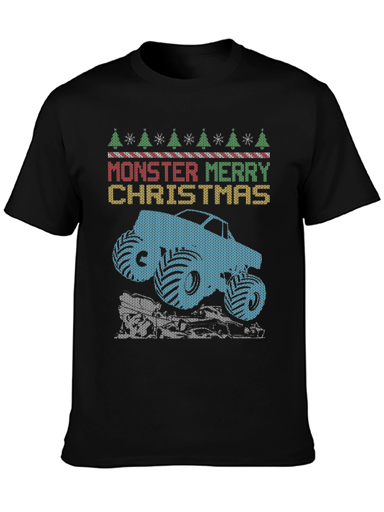 Monster Truck Merry Christmas Graphic Tee