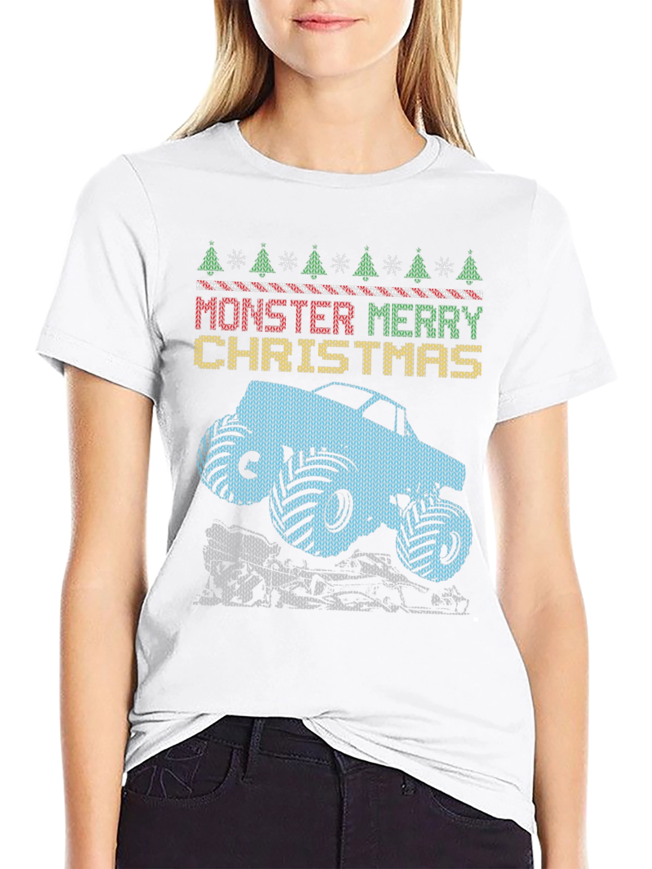 Monster Truck Merry Christmas Graphic Tee