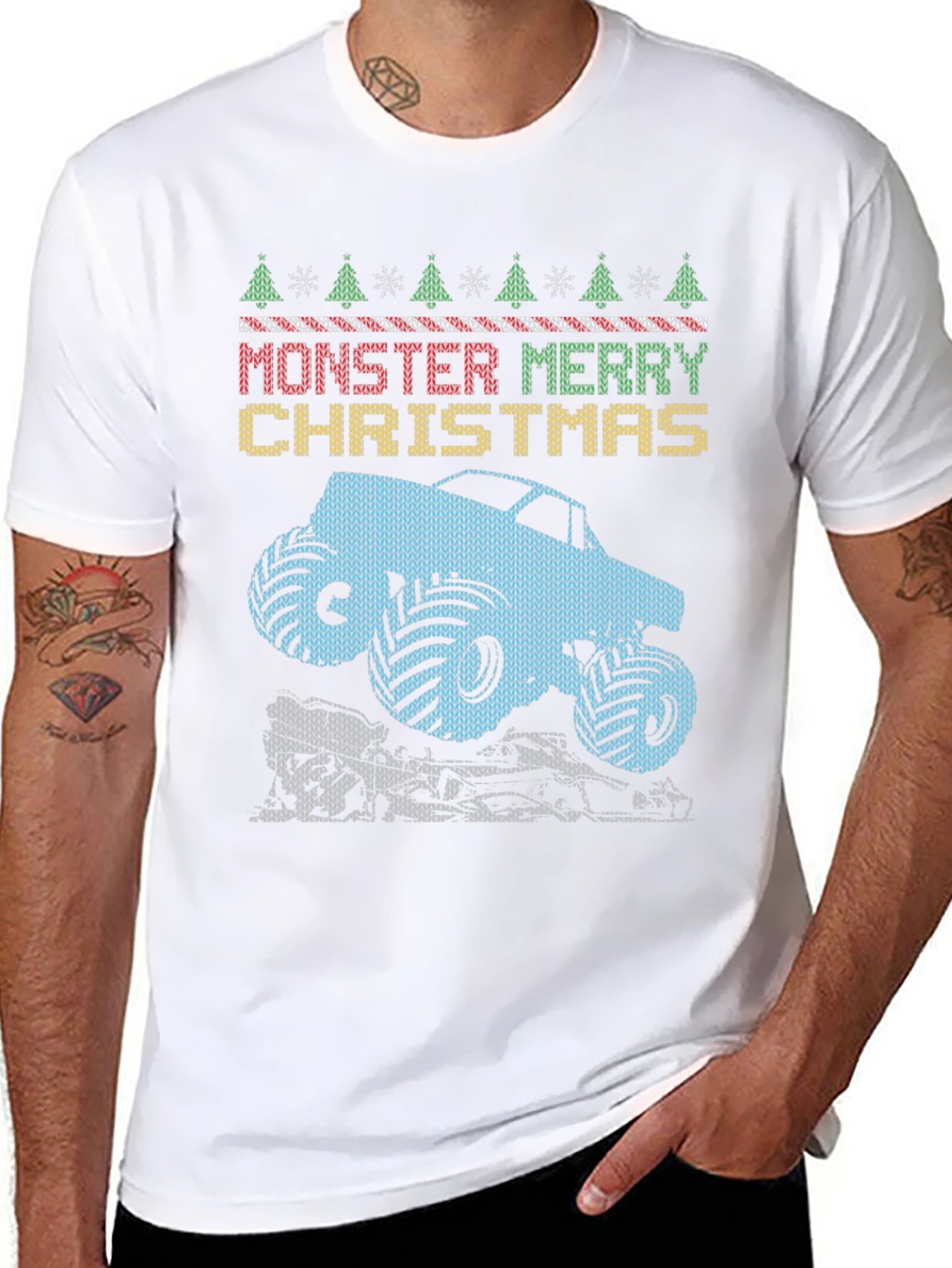 Monster Truck Merry Christmas Graphic Tee