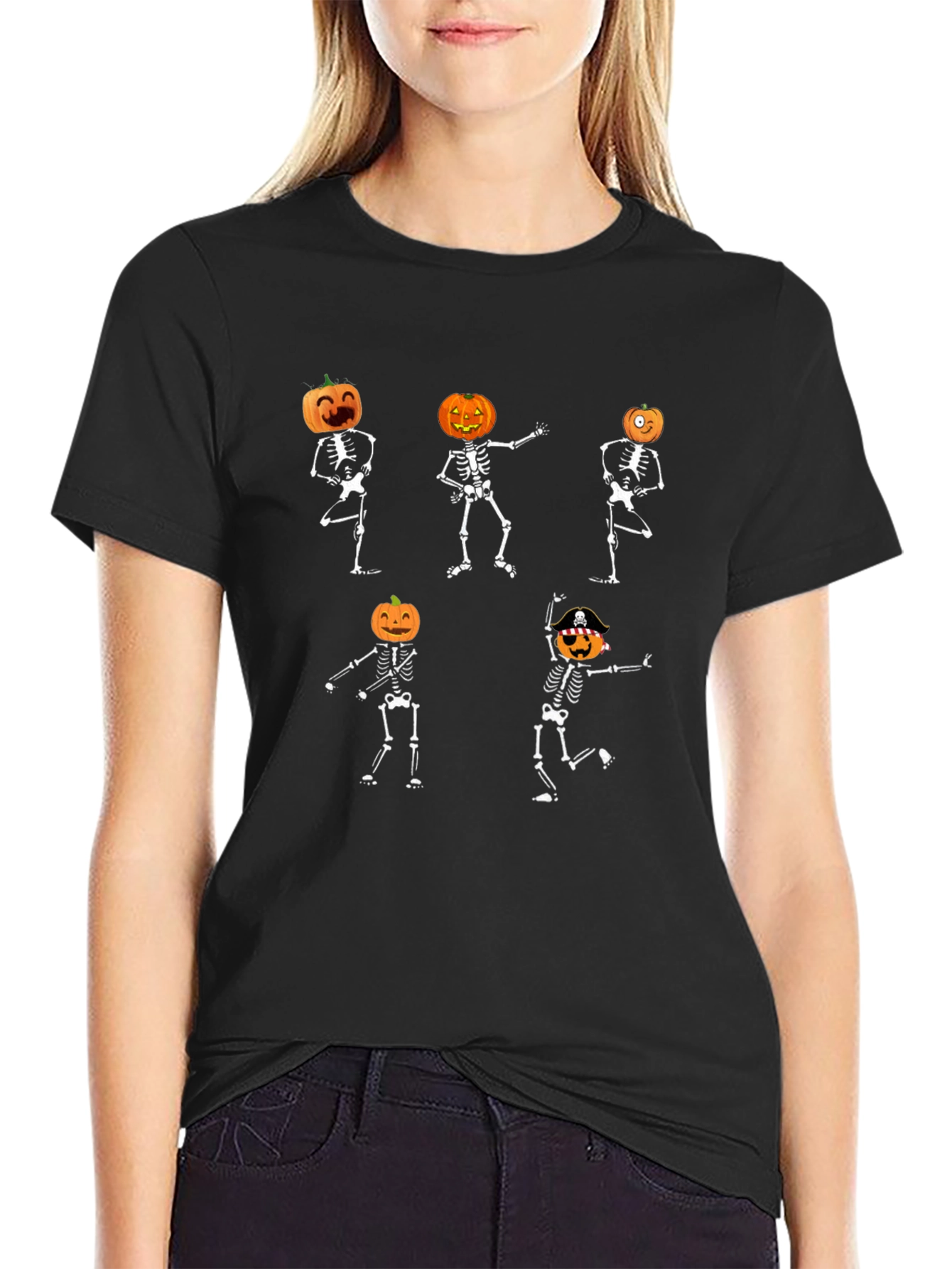 Halloween Dancing Pumpkin Skeleton T-Shirt